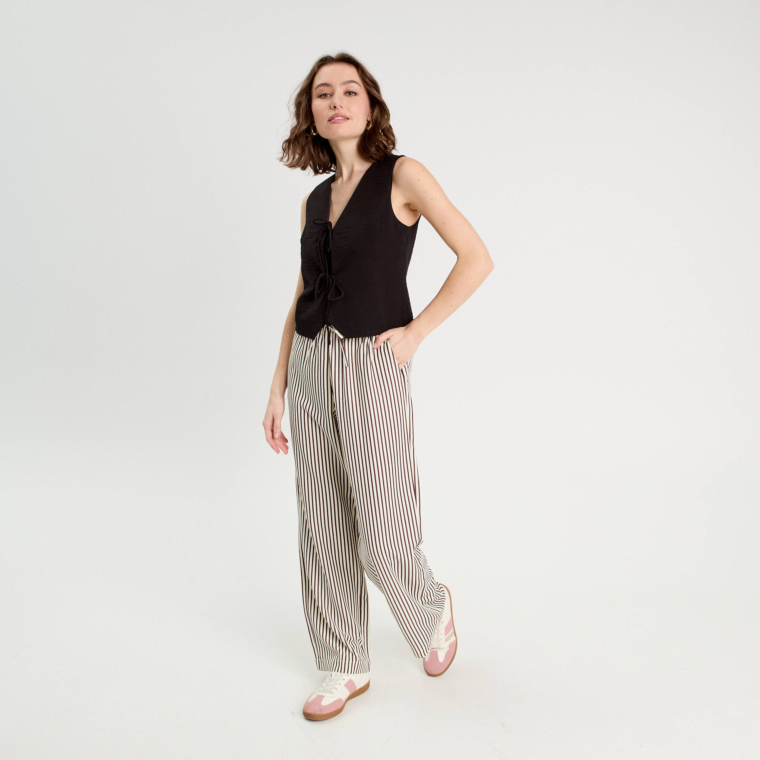 Pantalon large noir femme