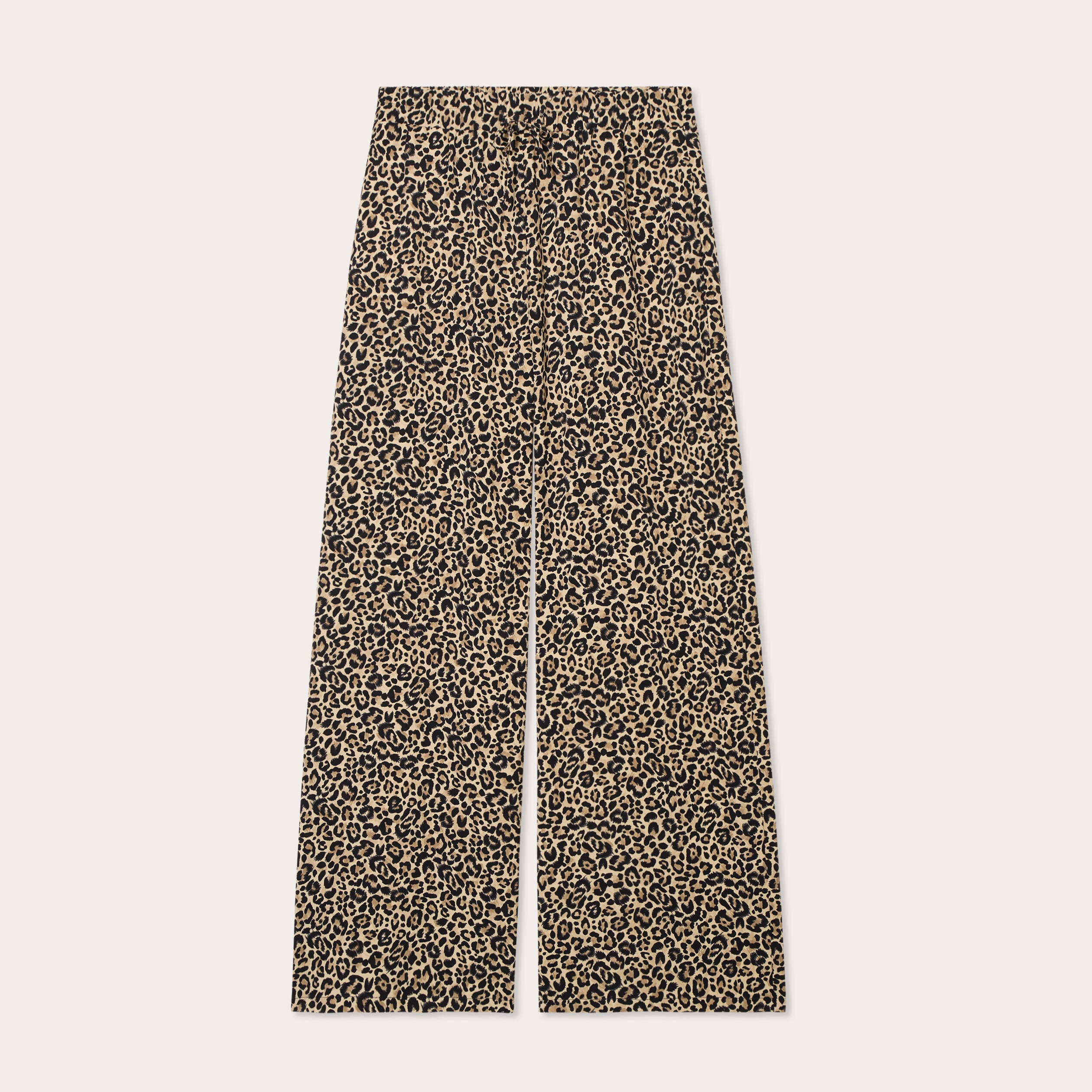 Pantalon large fluide beige femme