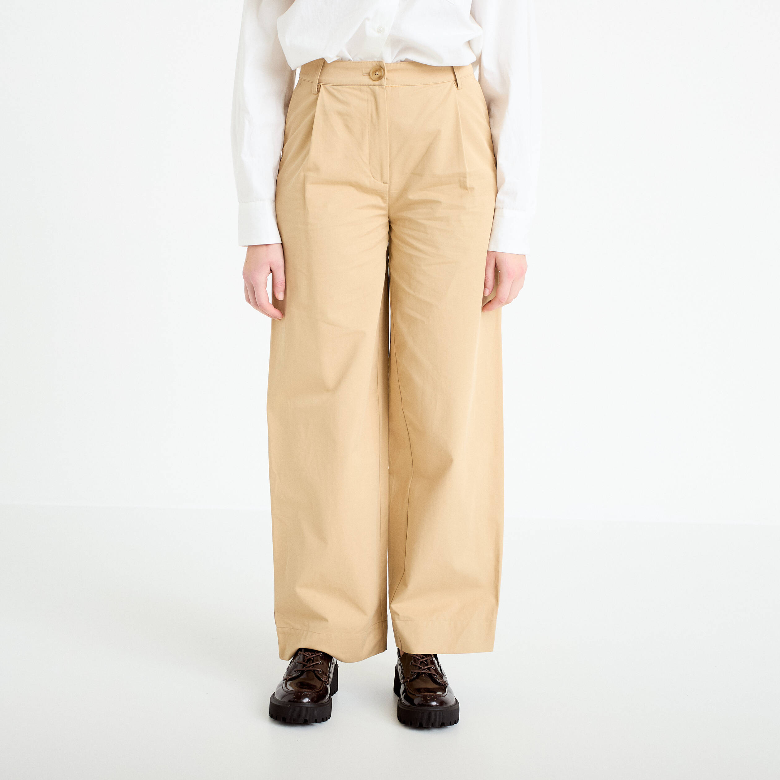 Pantalon large beige femme