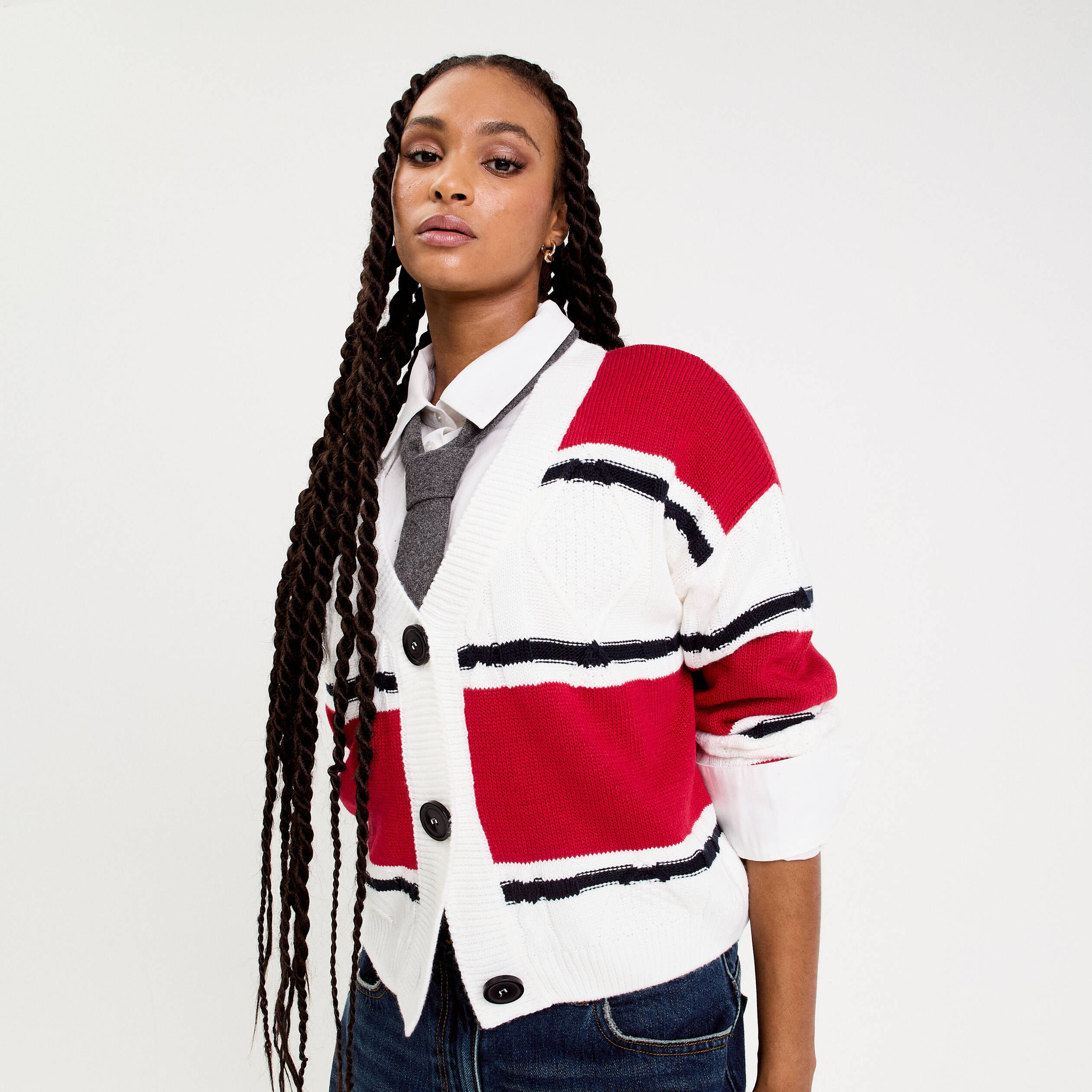 Cardigan Rouge Twenty One Femme - Taille S - Manches Longues Acrylique - Très Bon état