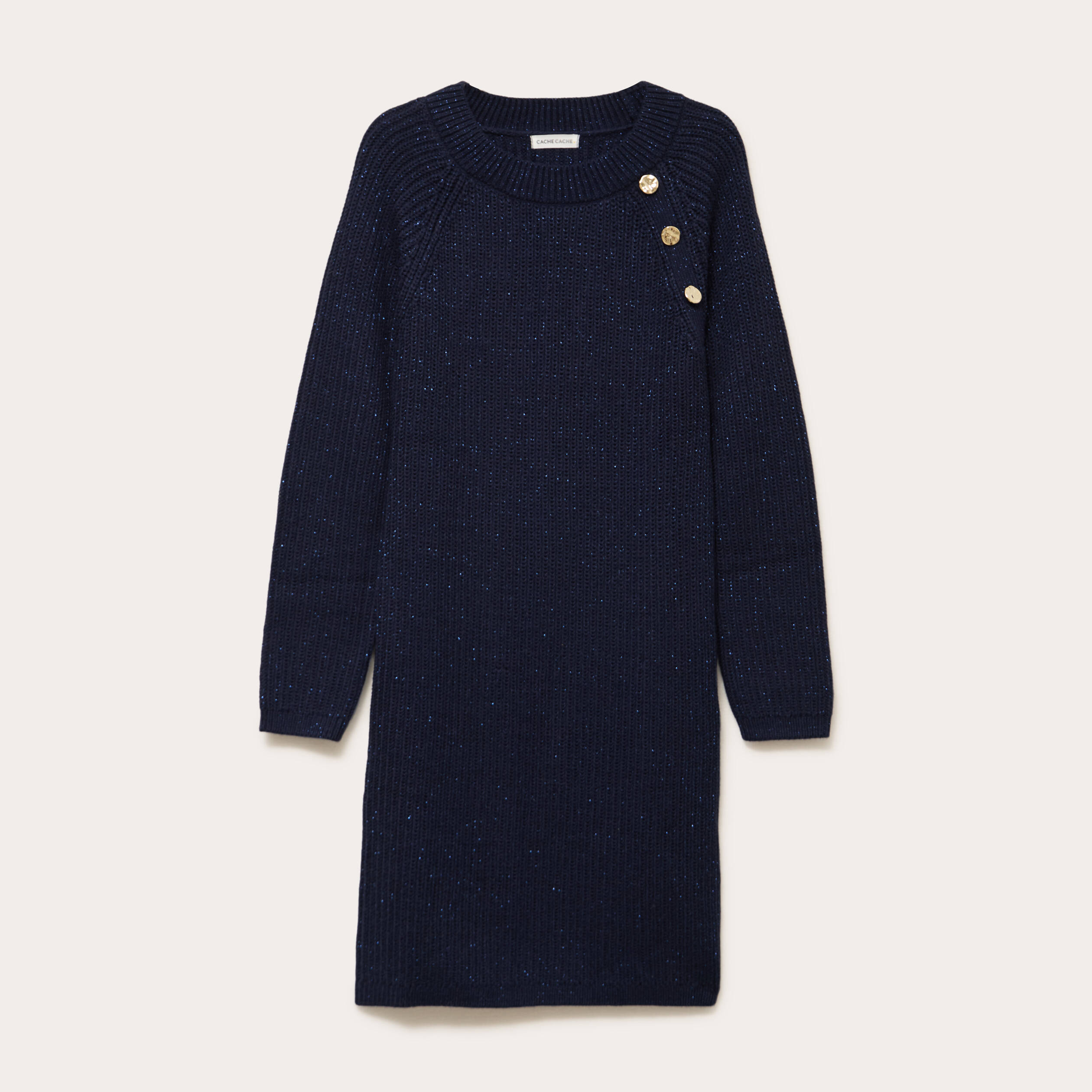 Robe pull détails de boutons bleu marine femme Vibs