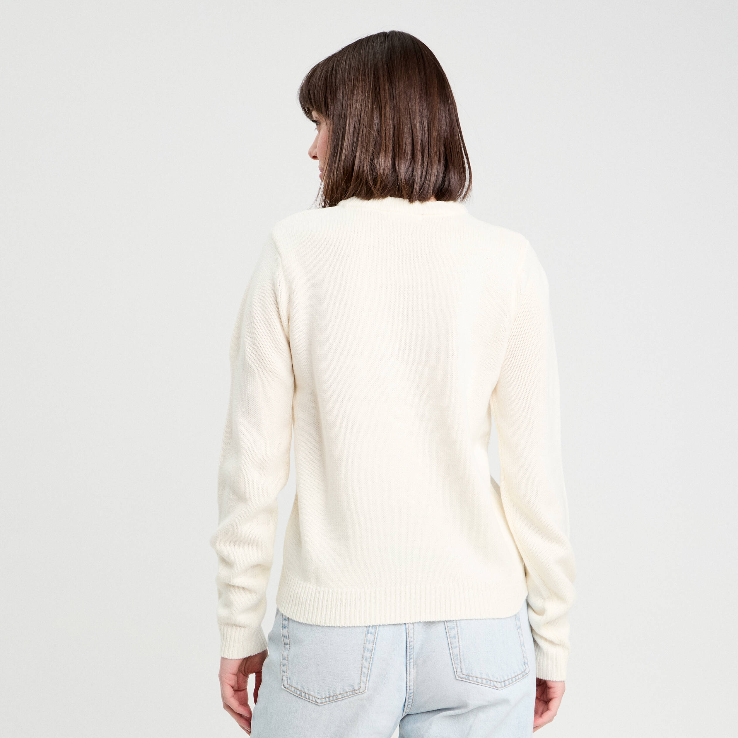 Pull Fille Adams – Beige – Surpiqûres Florales Et Pompons – 9 Ans – 100% Acrylique – Neuf