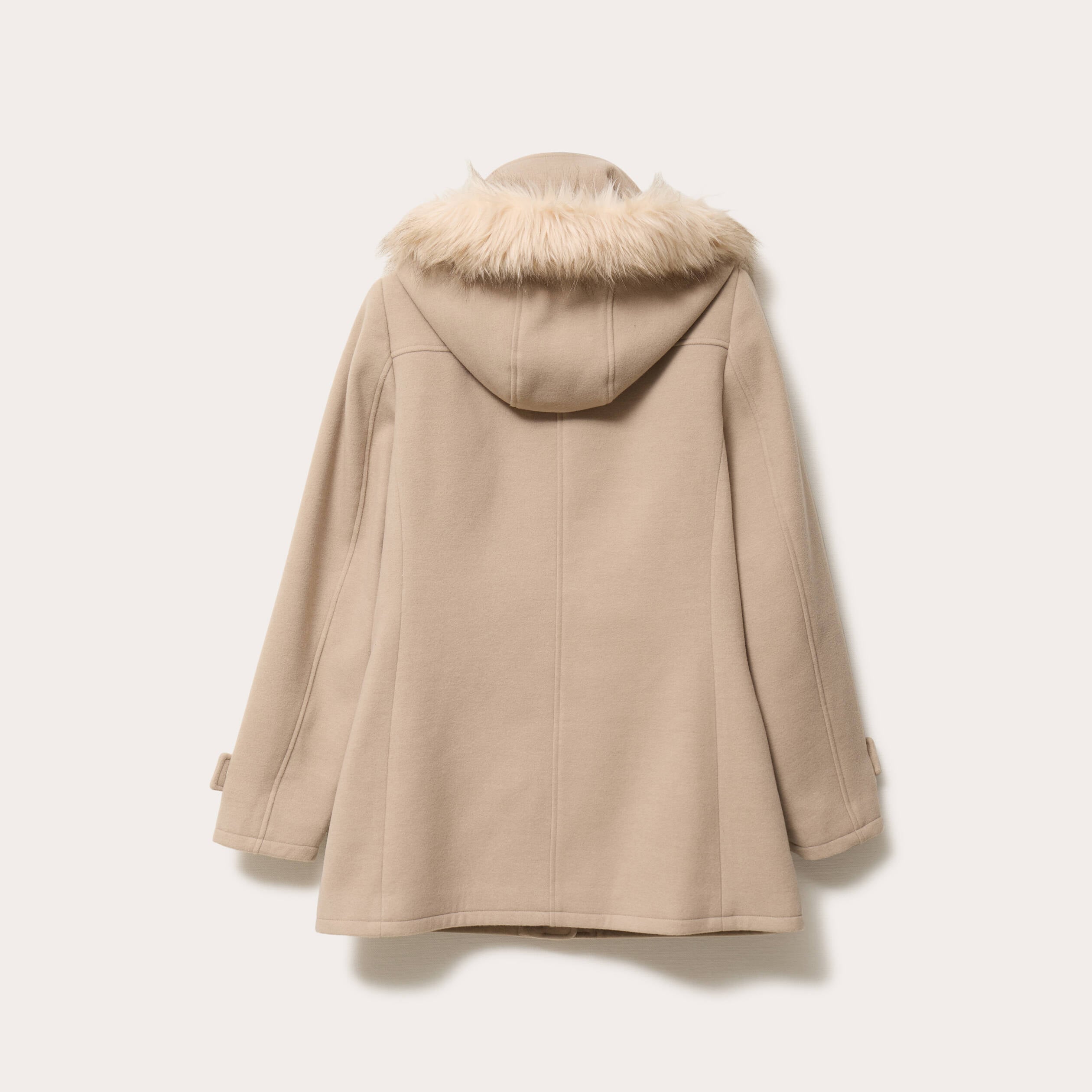 Manteau mi-long &agrave; capuche beige femme