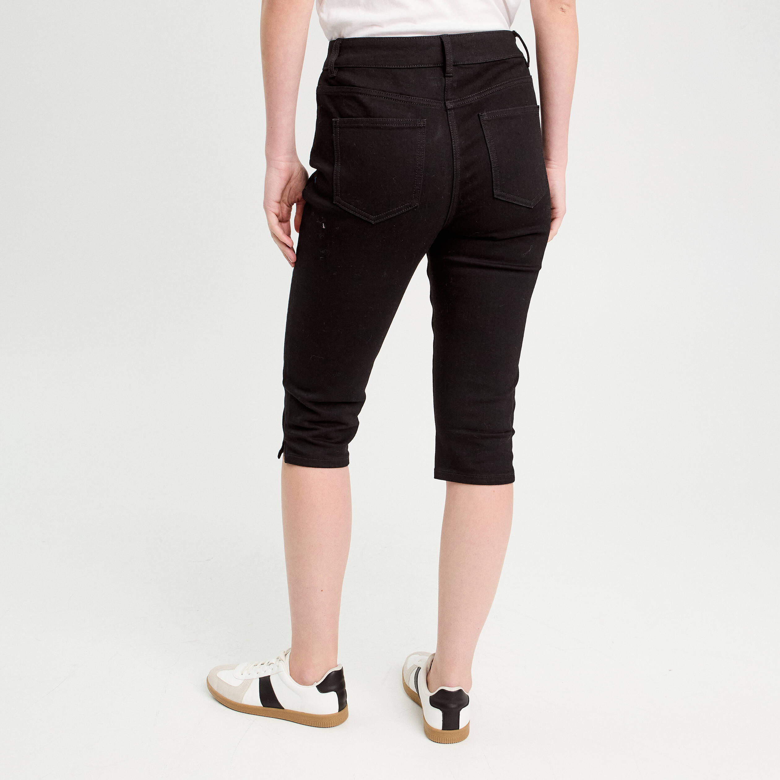 Pantacourt capri denim noir femme