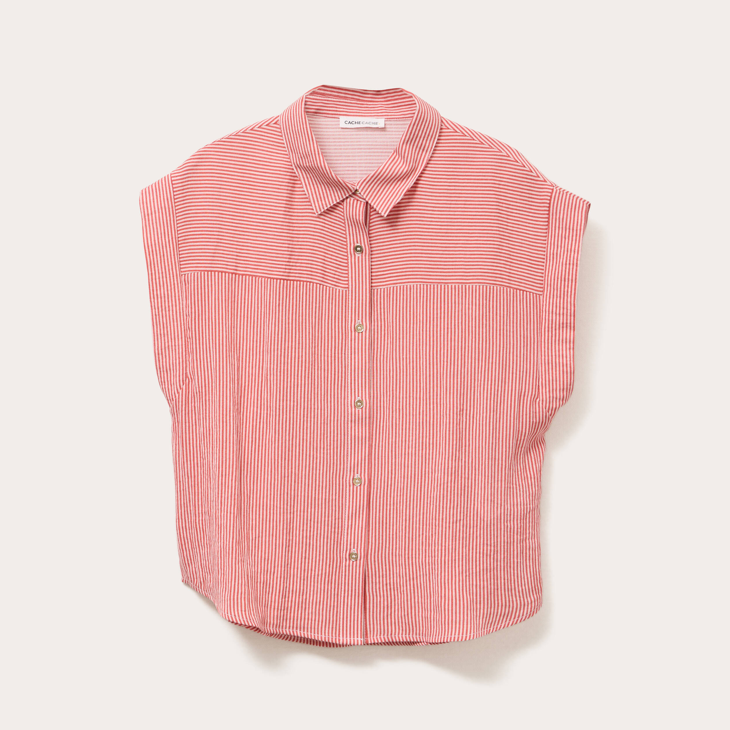 chemise sans manches rose corail femme Chemise sans manches rose corail femme