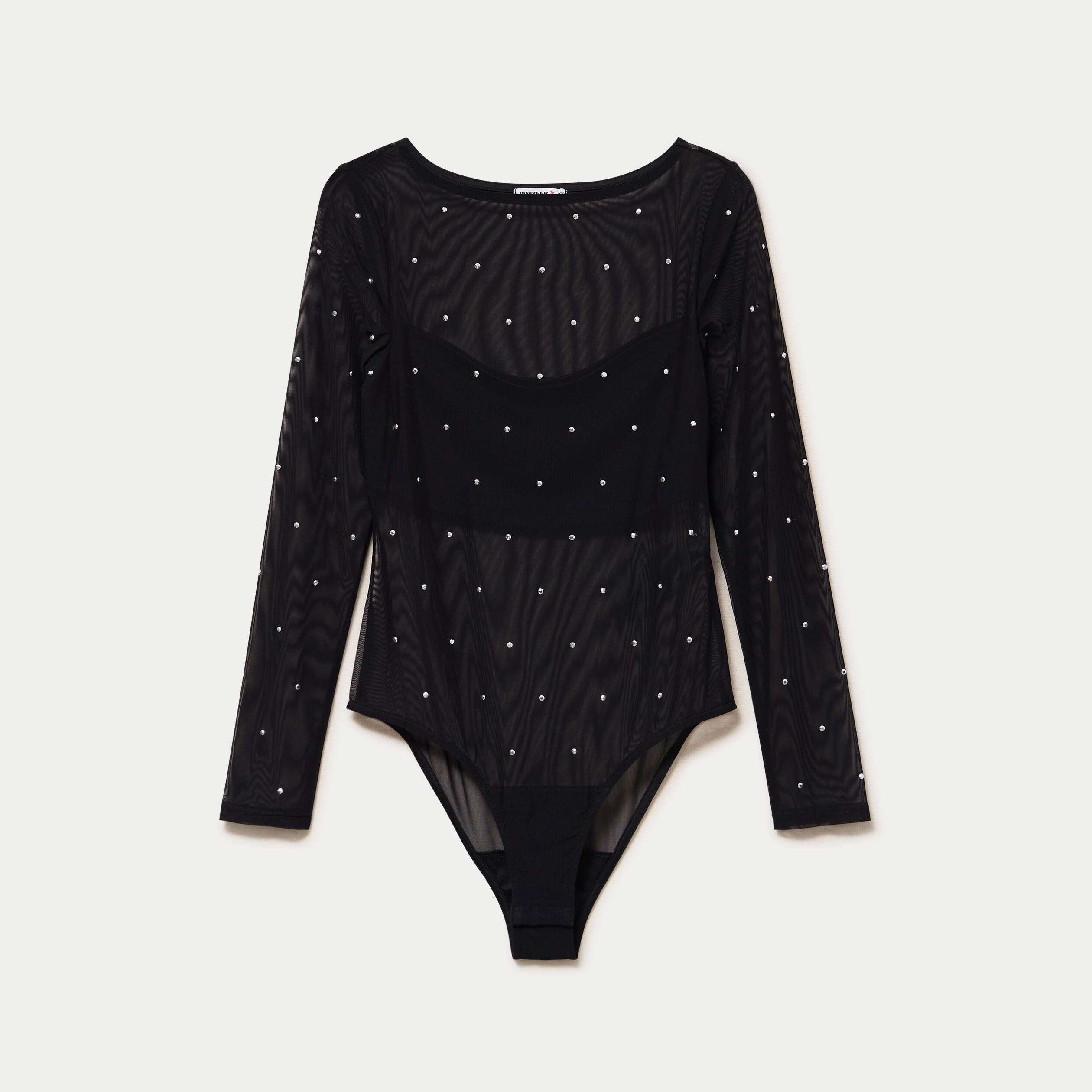 Body ajust&eacute; manches longues col bateau noir femme