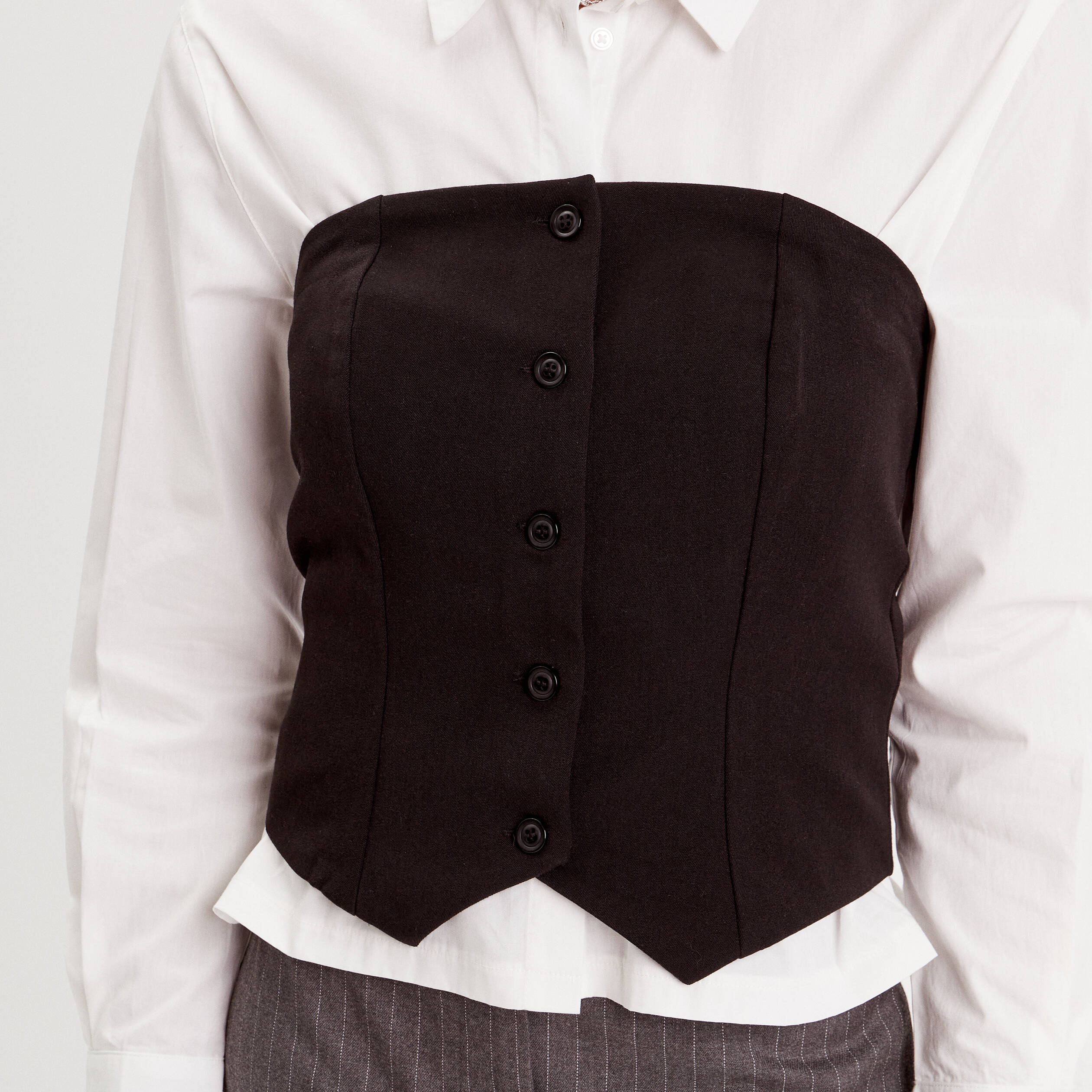 Bustier avec boutons noir femme