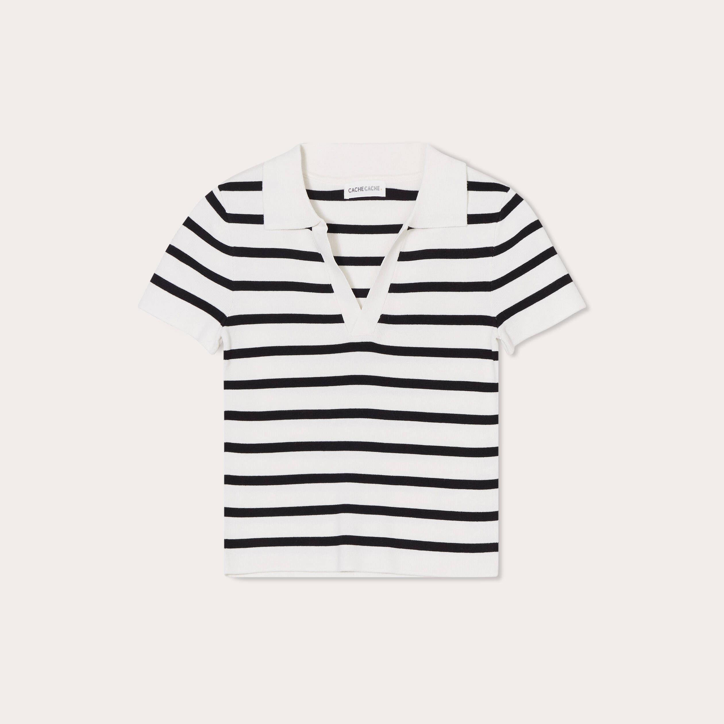 T-shirt manches courtes col polo blanc femme