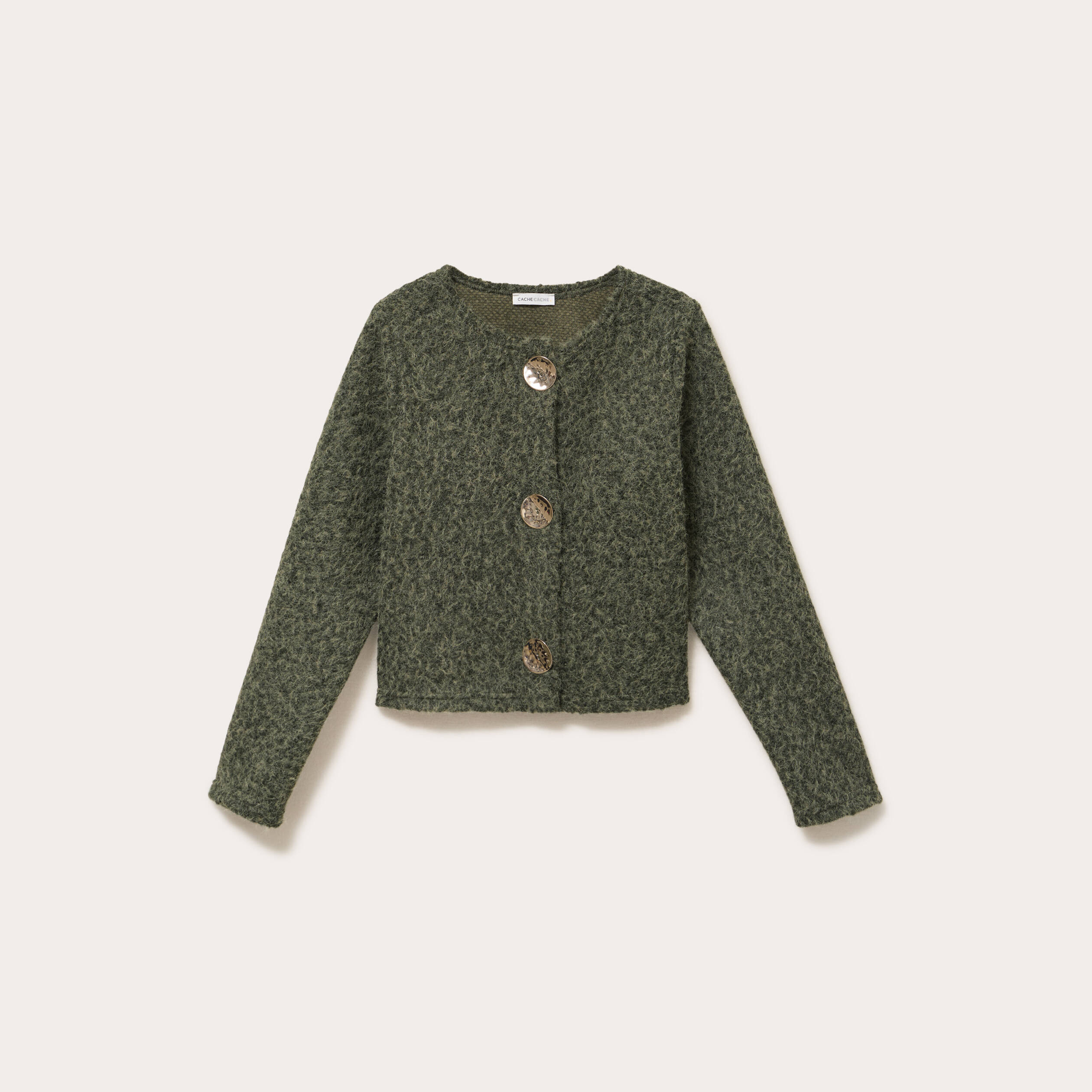 Veste effet polaire vert kaki femme