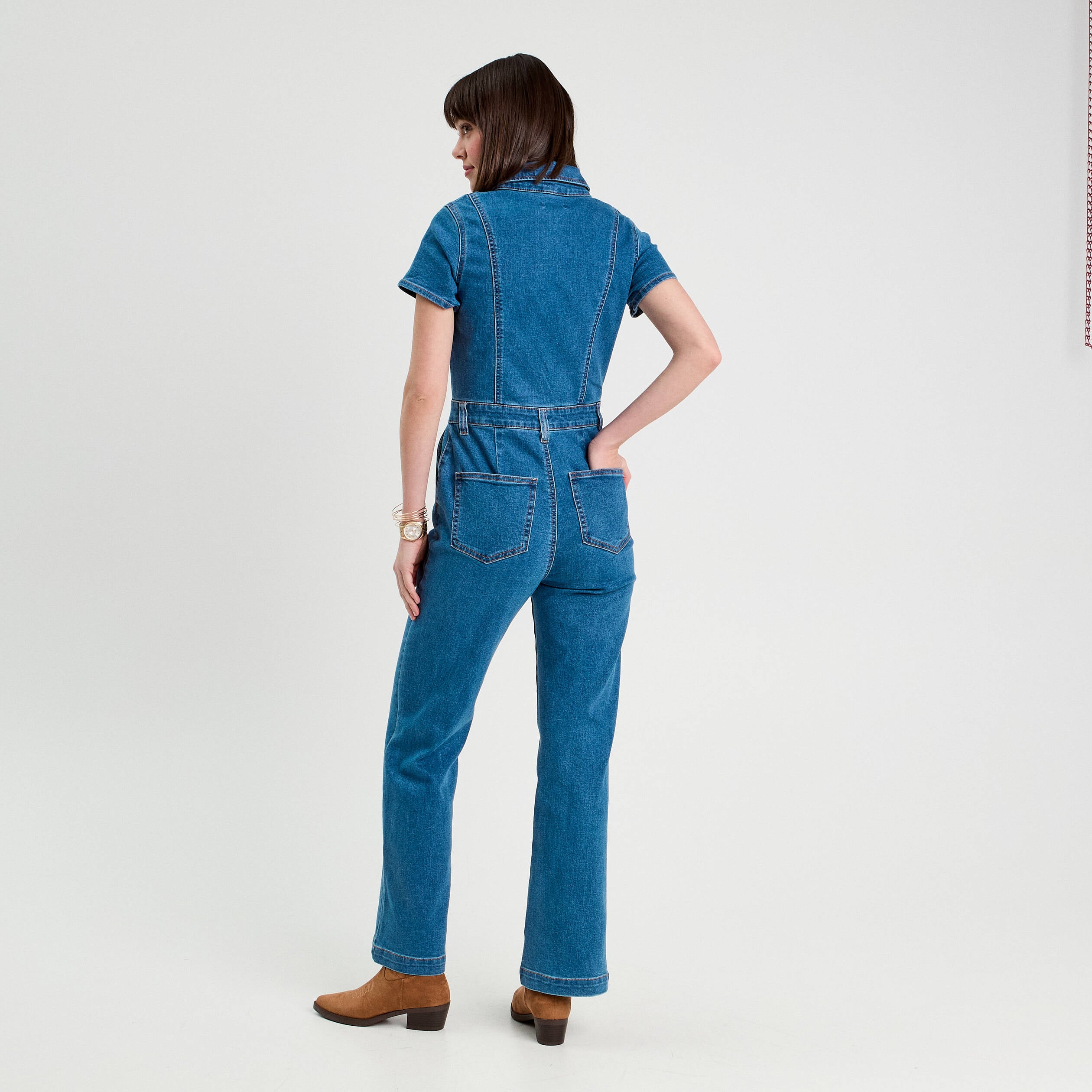 Combinaison pantalon en jean denim stone femme