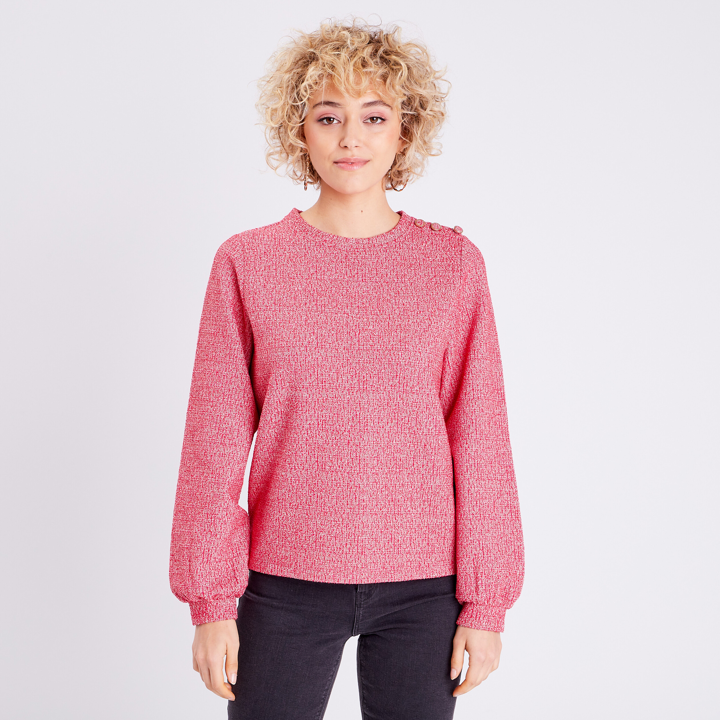 Sweat manches bouffantes rouge femme Vibs