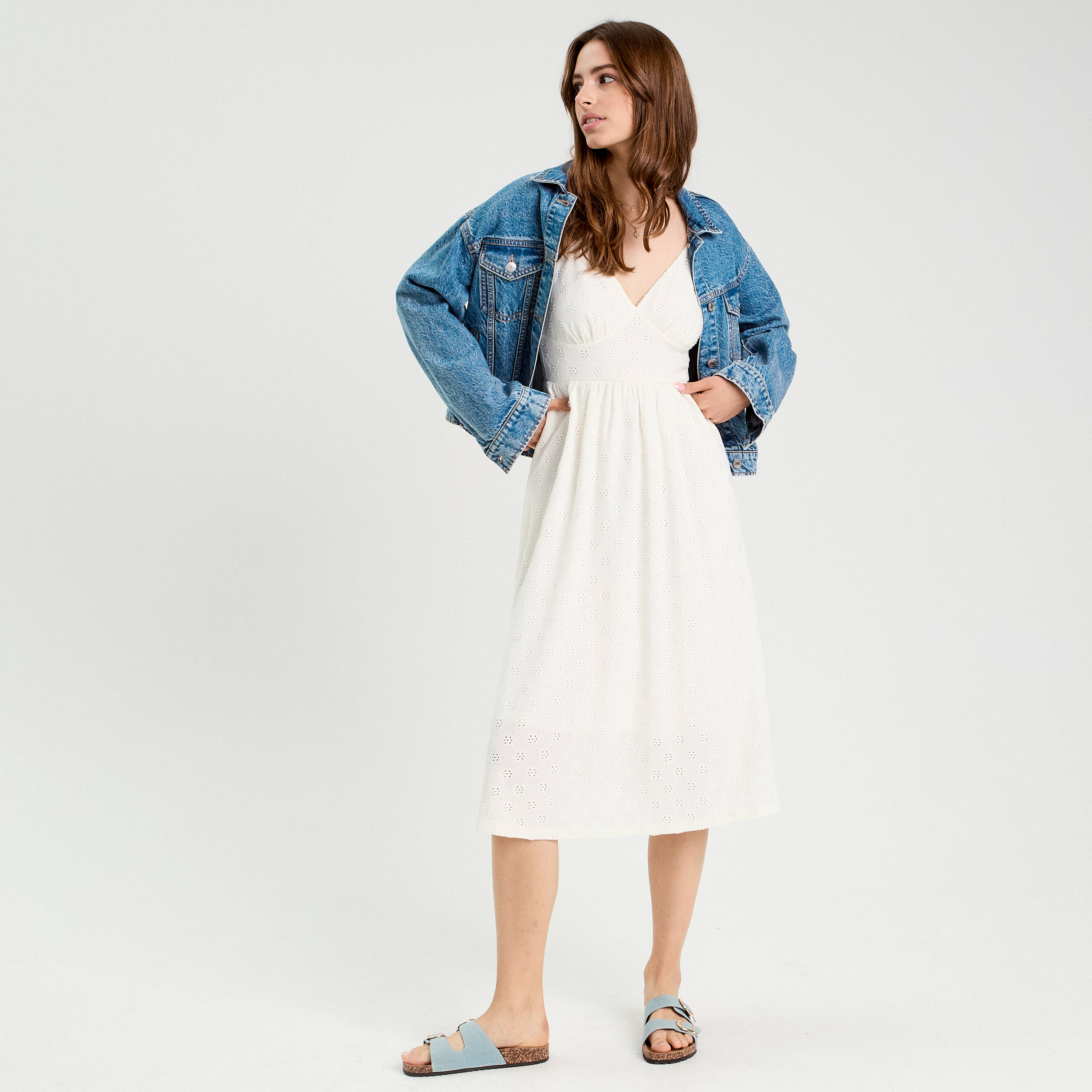 robe longue evasee ajouree ecru femme Robe longue évasée ajourée ecru femme