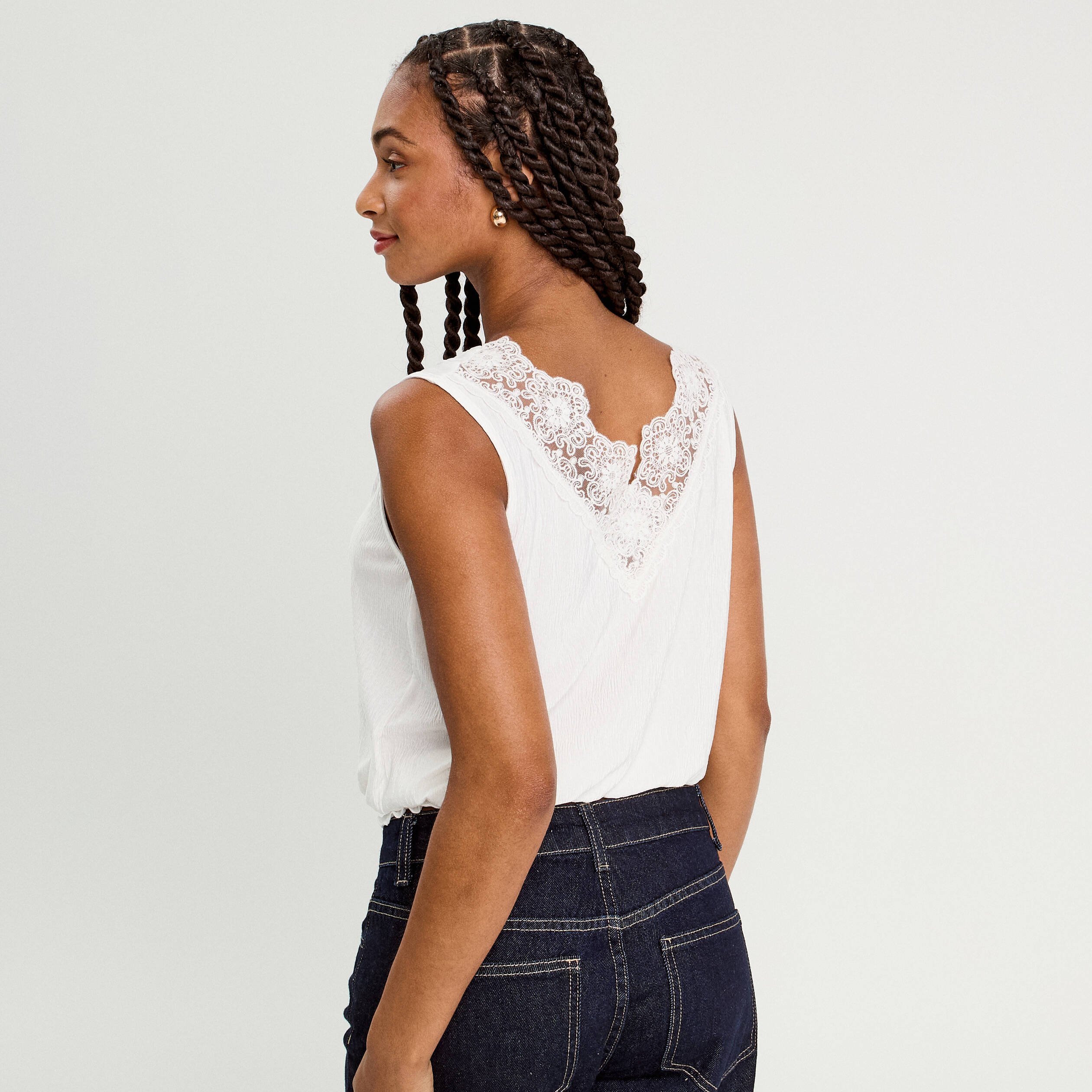 blouse sans manches ecru femme Blouse sans manches ecru femme