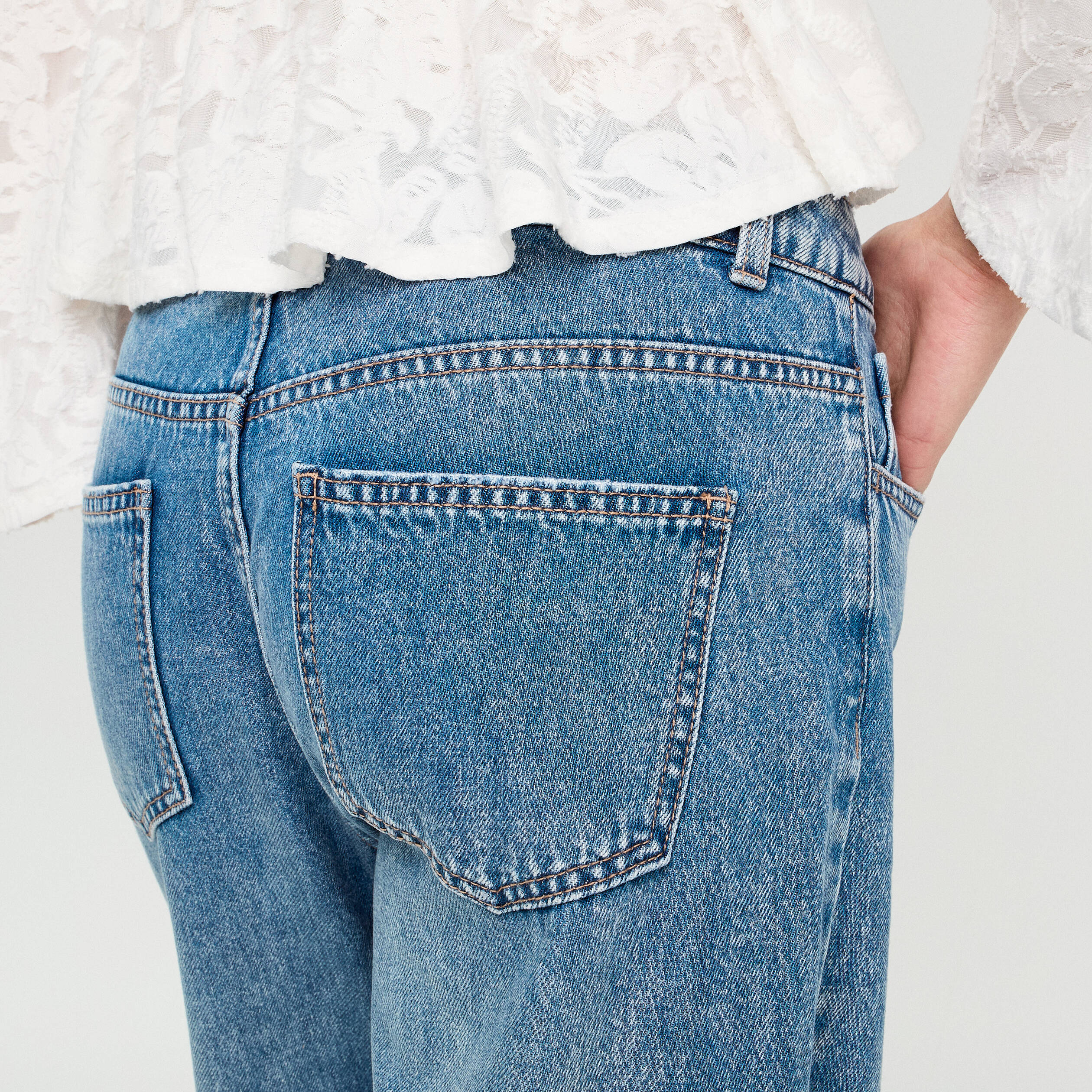 jeans droit a revers denim double stone femme Jeans droit à revers denim double stone femme