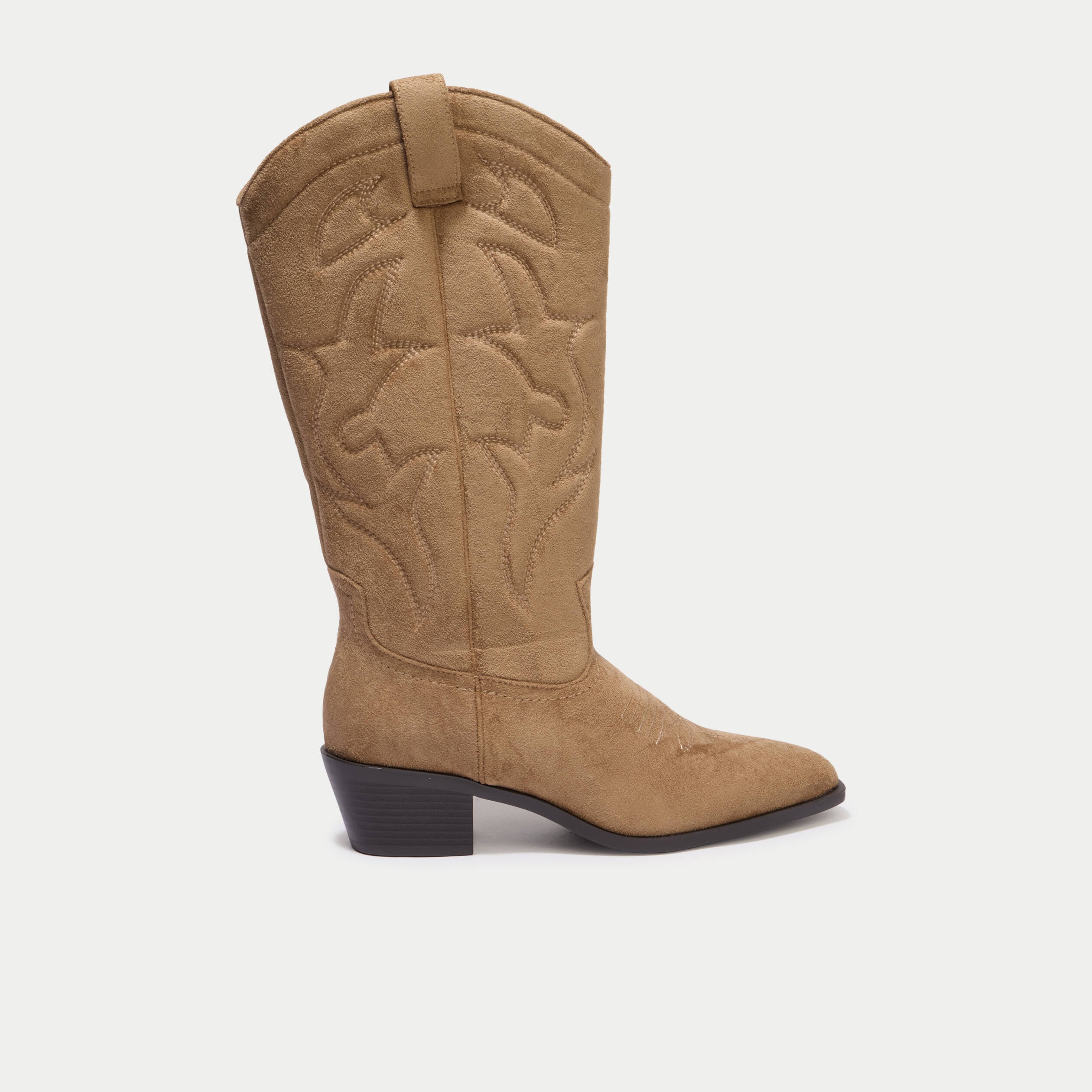 Bottes aspect daim beige femme