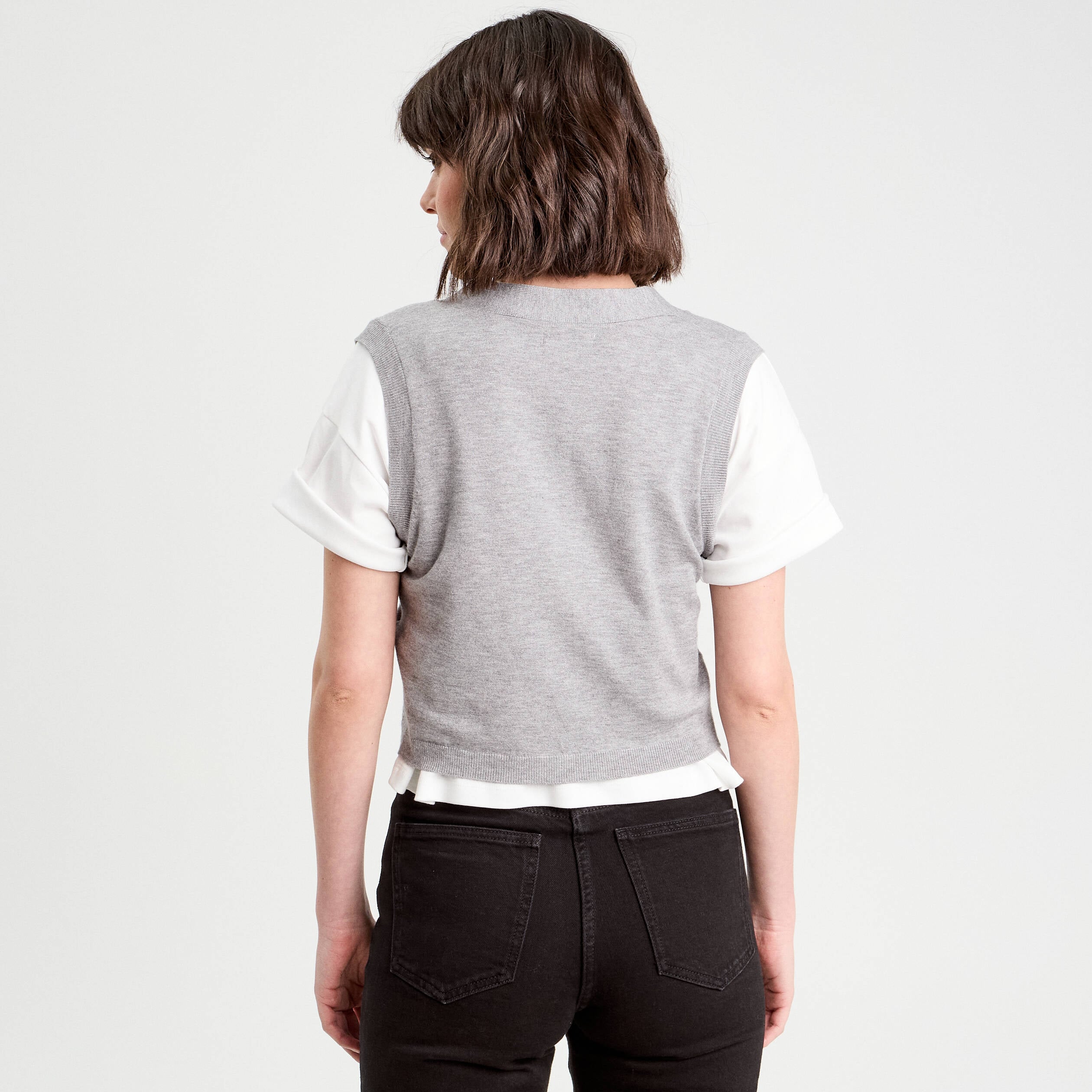 Gilet sans manches gris fonc&eacute; femme