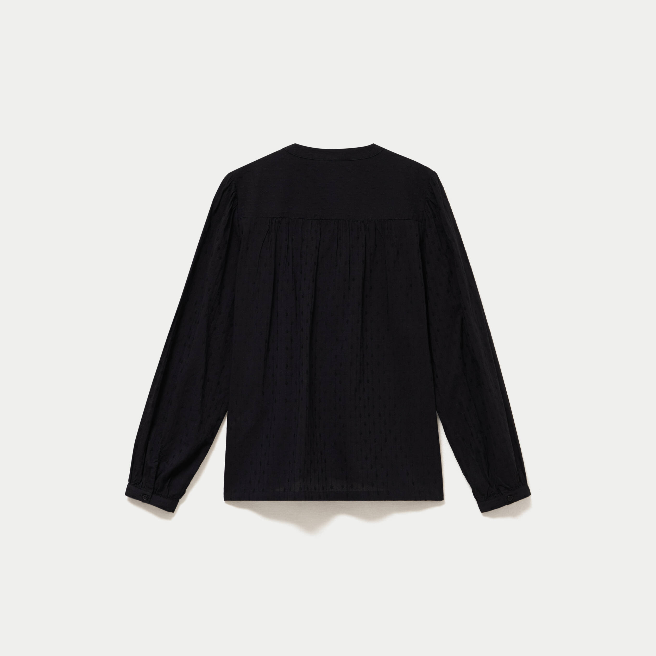 Blouse droite col rond manches longues noir femme