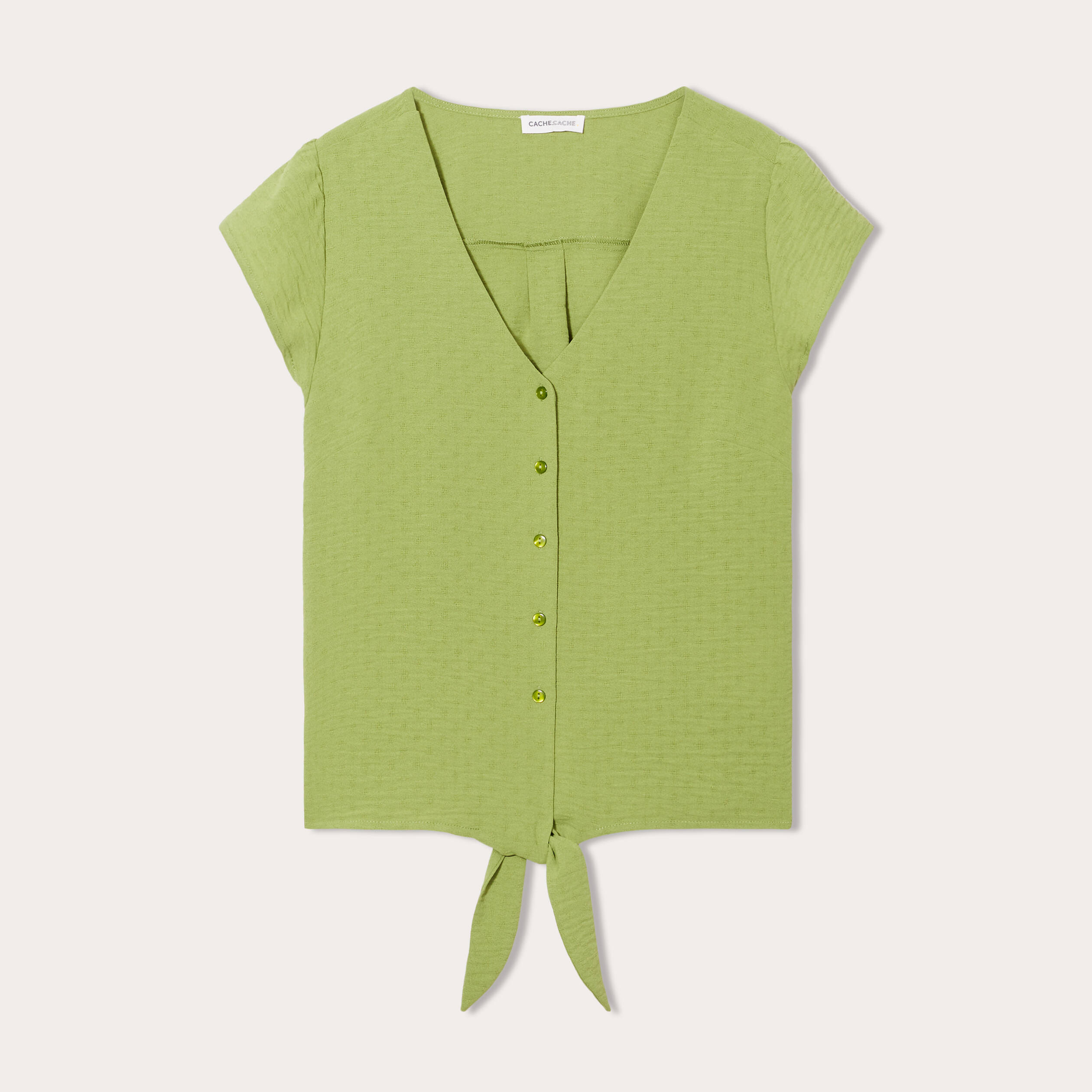 Blouse manches courtes vert anis femme