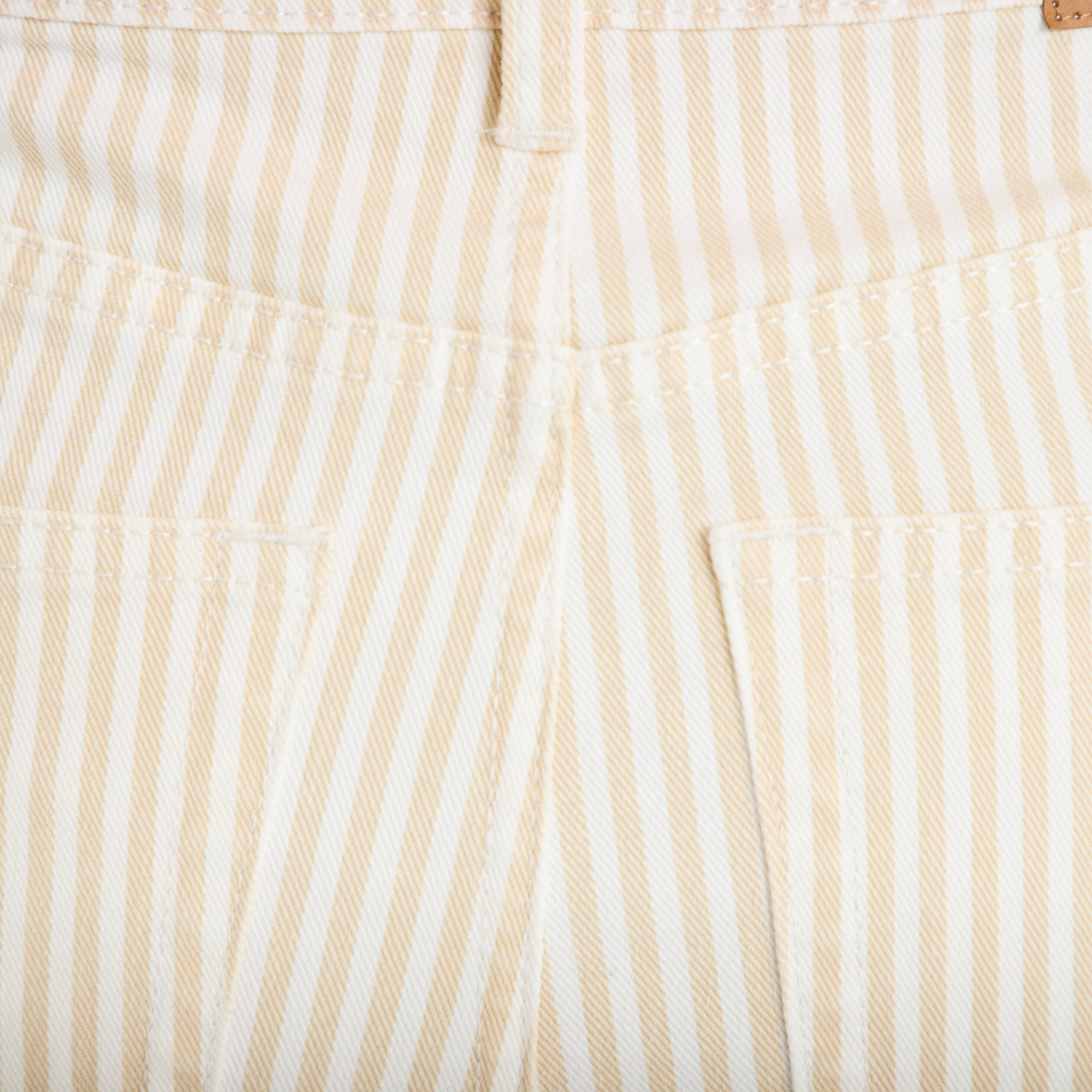 Jean wide leg ray&eacute; taille haute beige femme