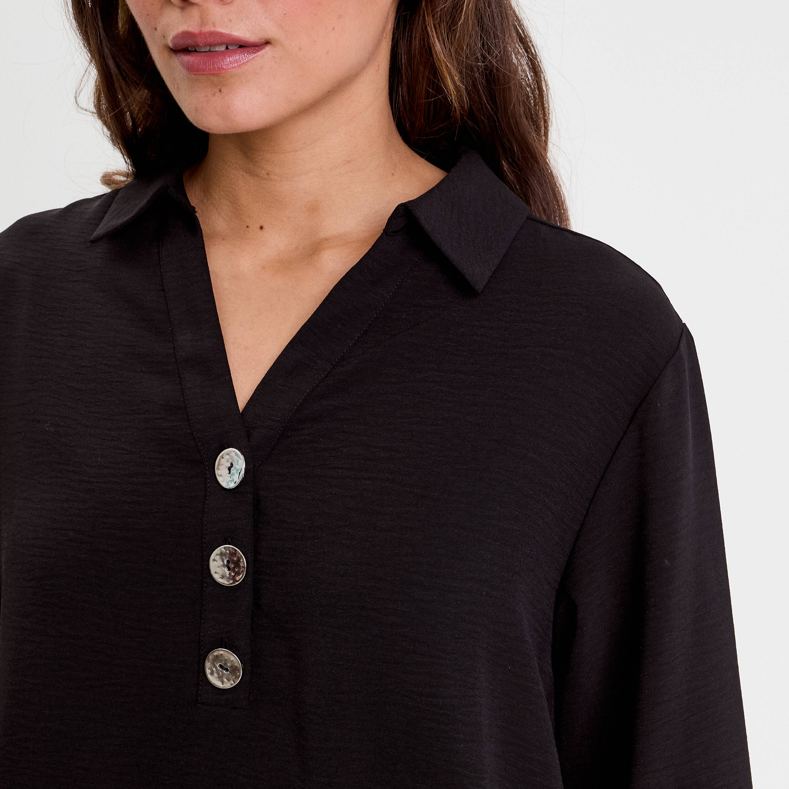 Blouse manches longues noir femme
