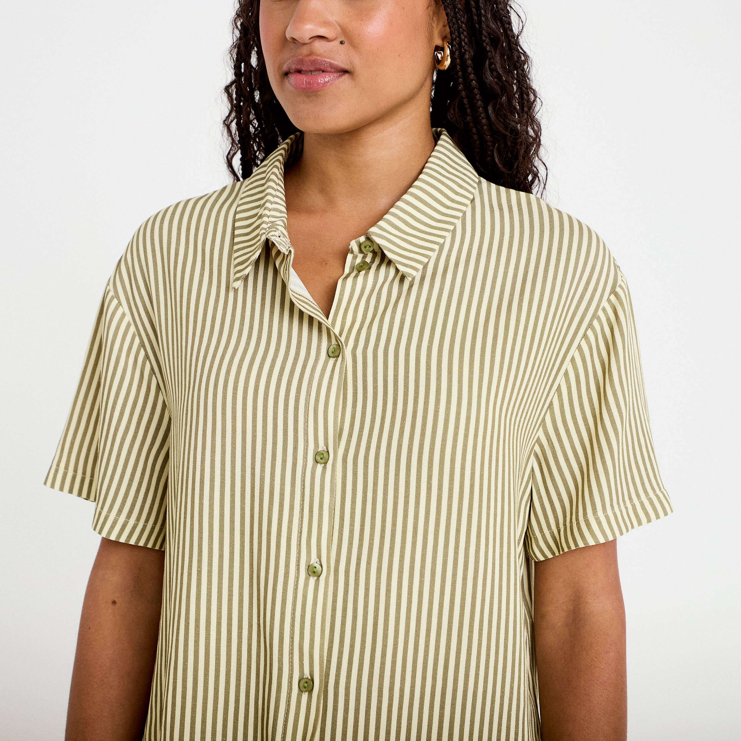Chemise manches courtes jaune femme