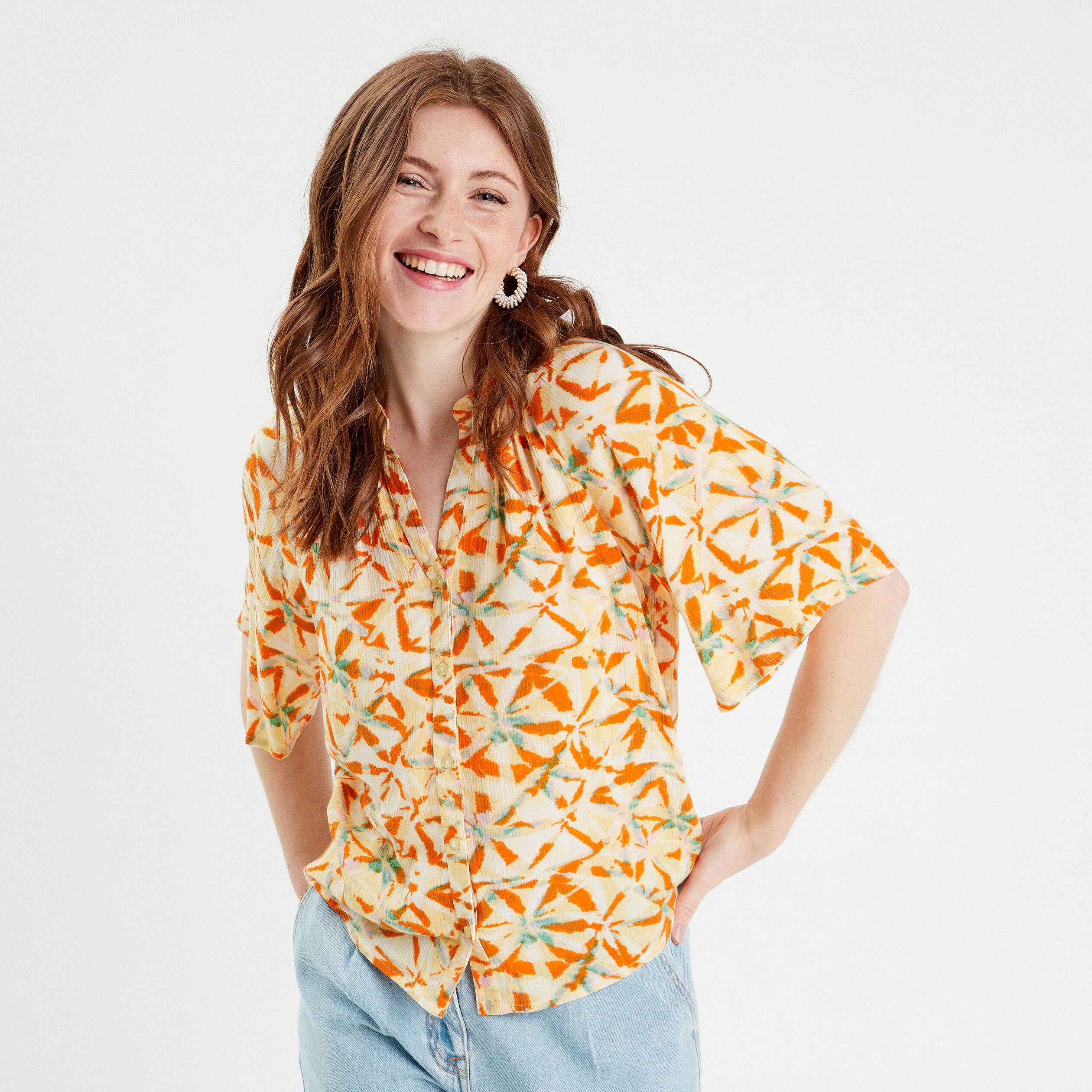 blouse manches 34 blanc femme Blouse manches 3/4 blanc femme