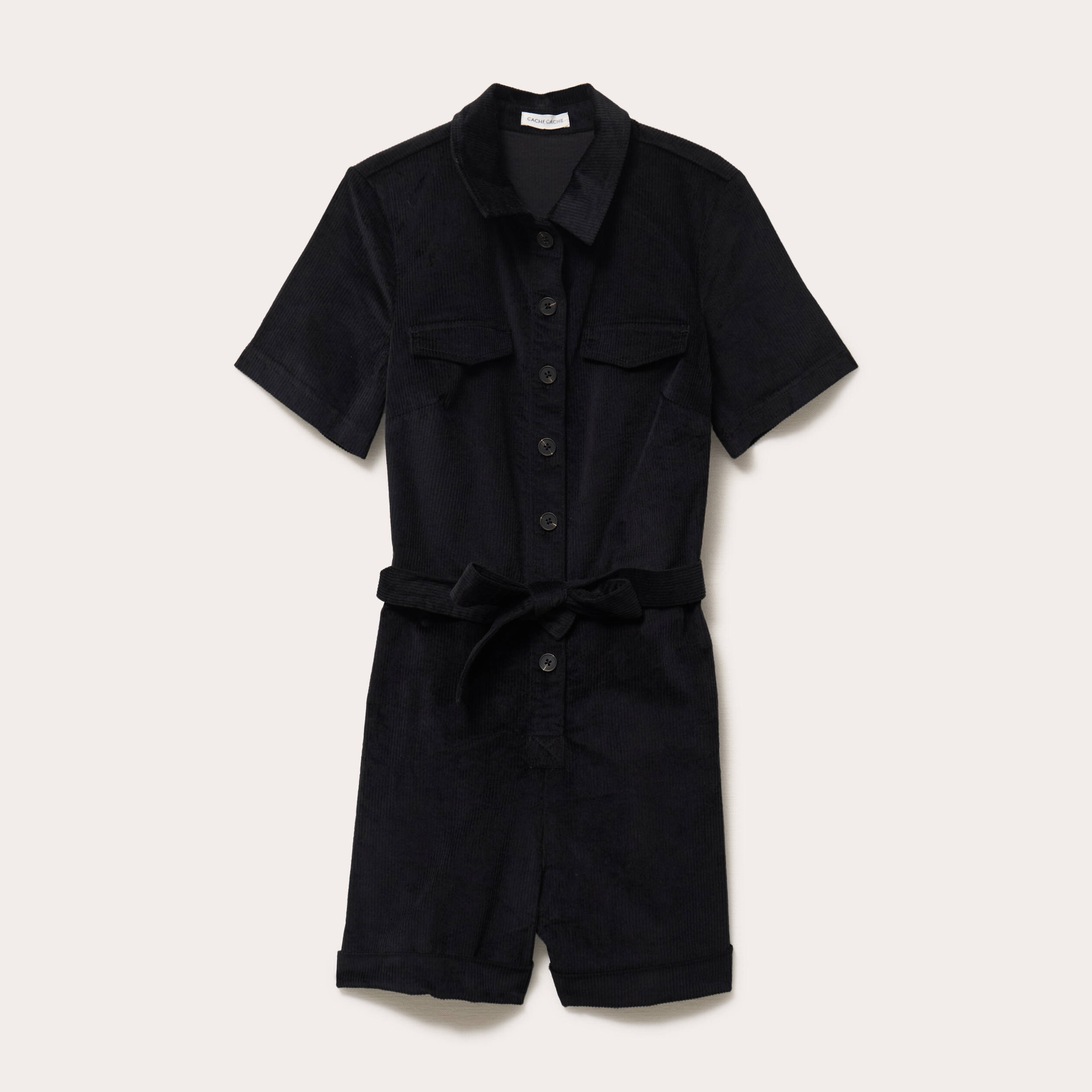 Combishort en velours noir femme