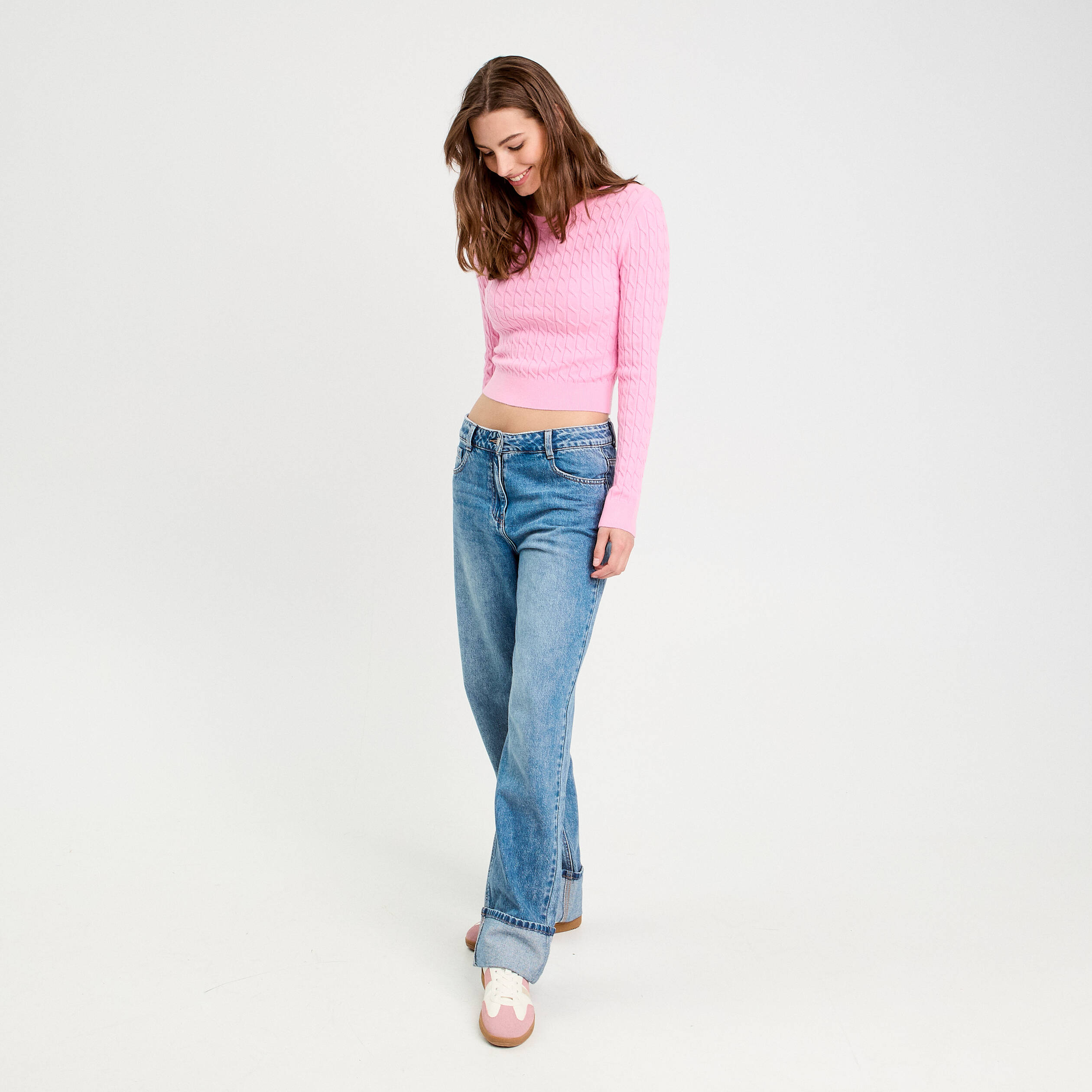 pull torsades rose femme Pull torsades rose femme
