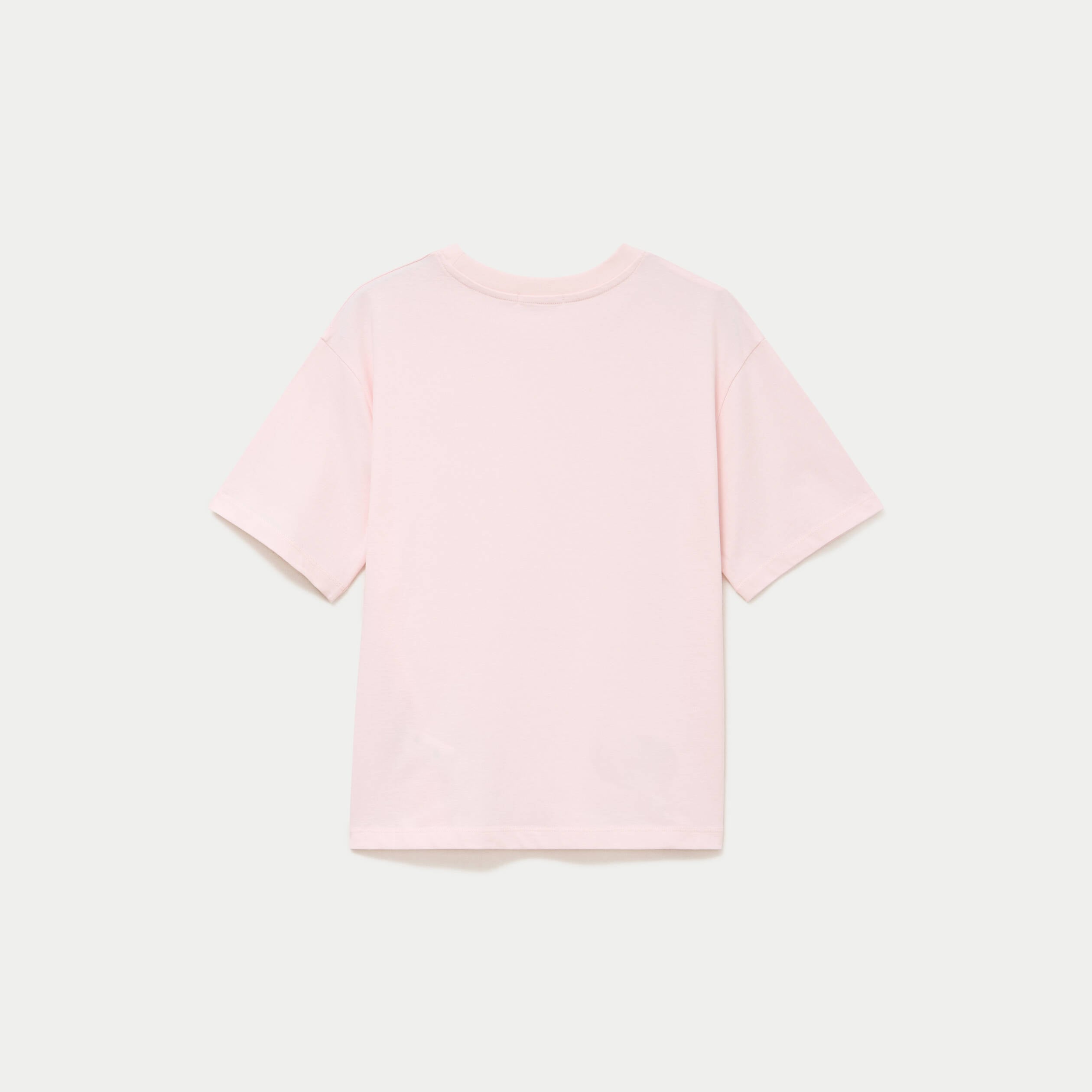 T-shirt col rond manches courtes rose clair femme