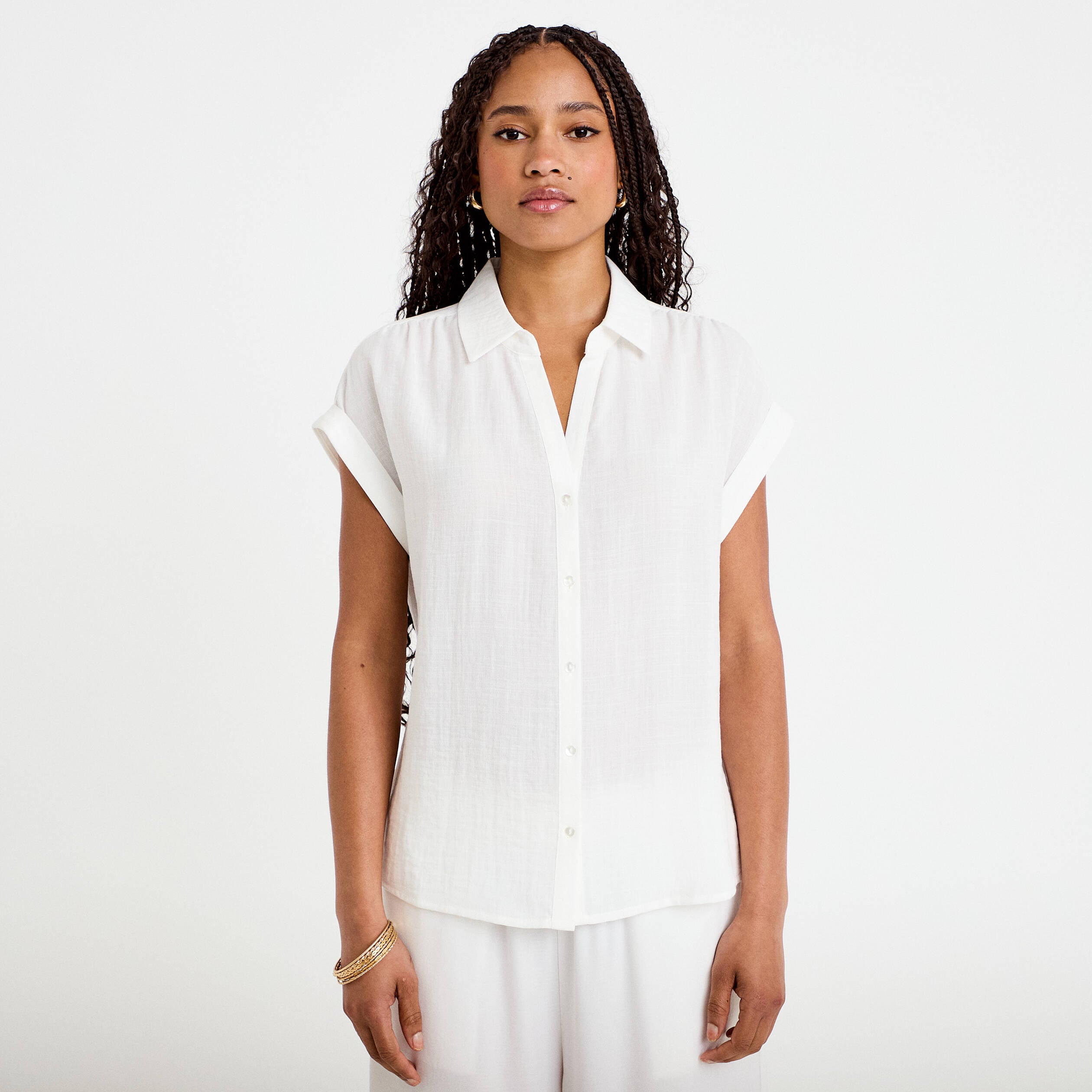 Blouse manches courtes ecru femme