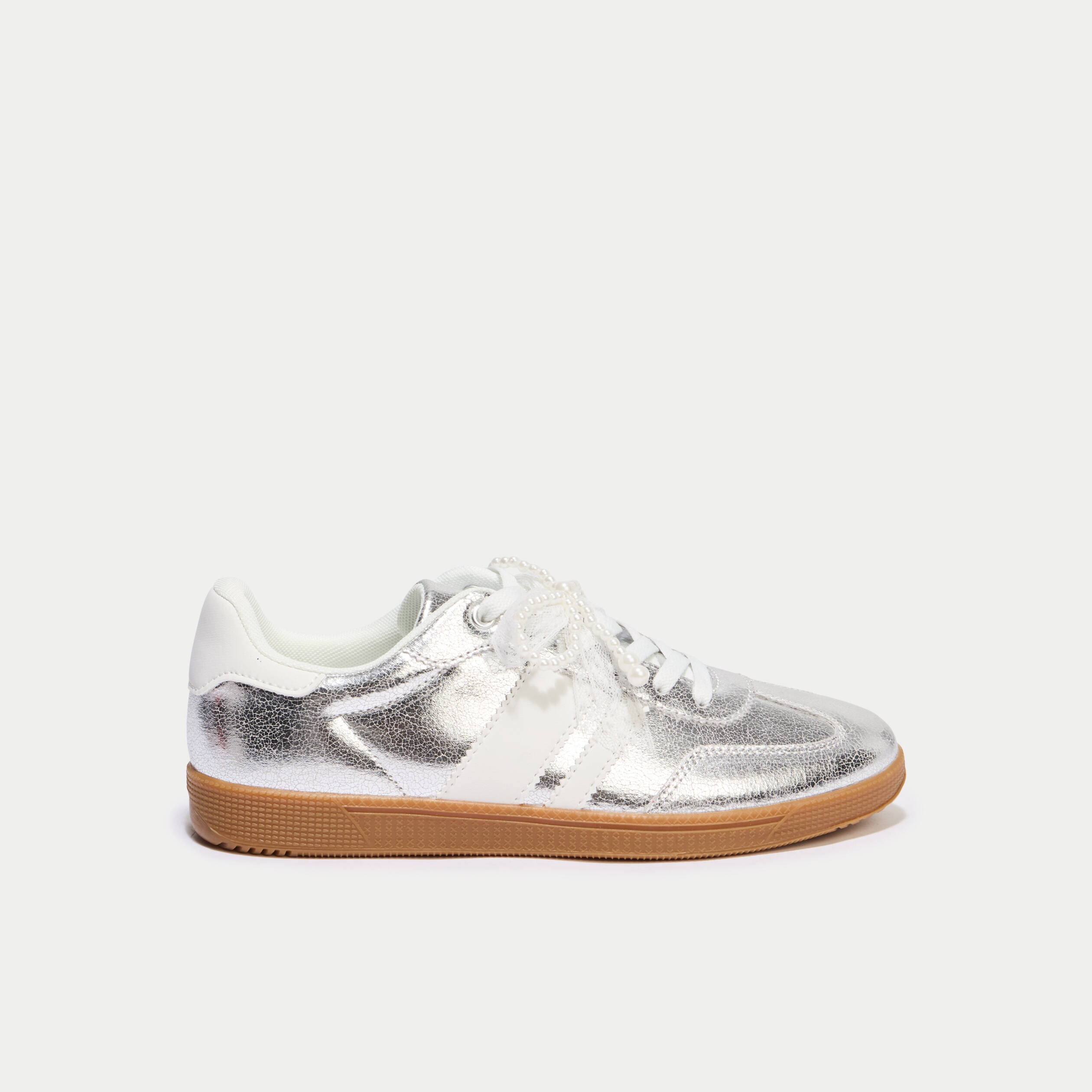 Basket gris argent femme