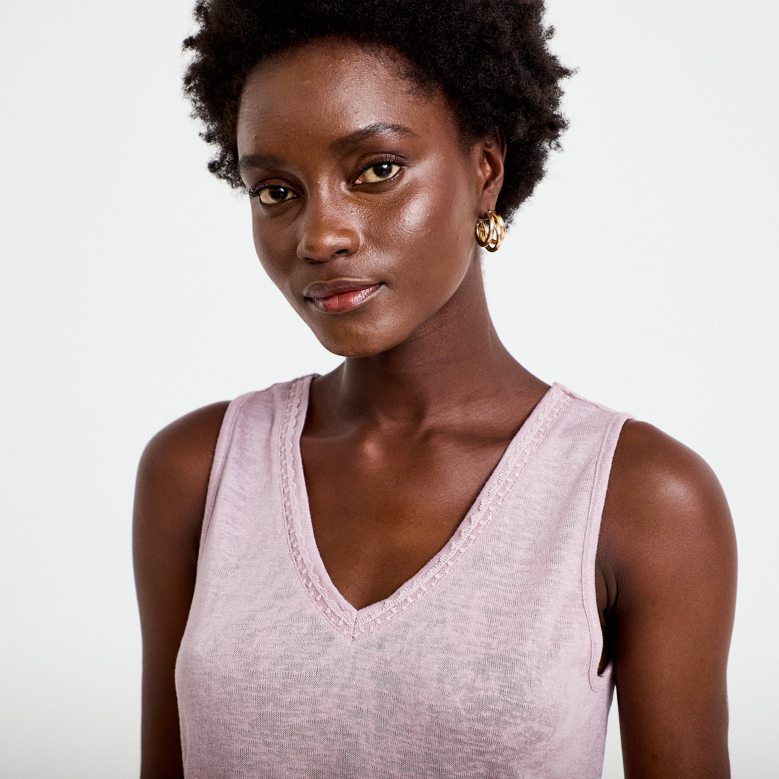 D&eacute;bardeur col v violet clair femme