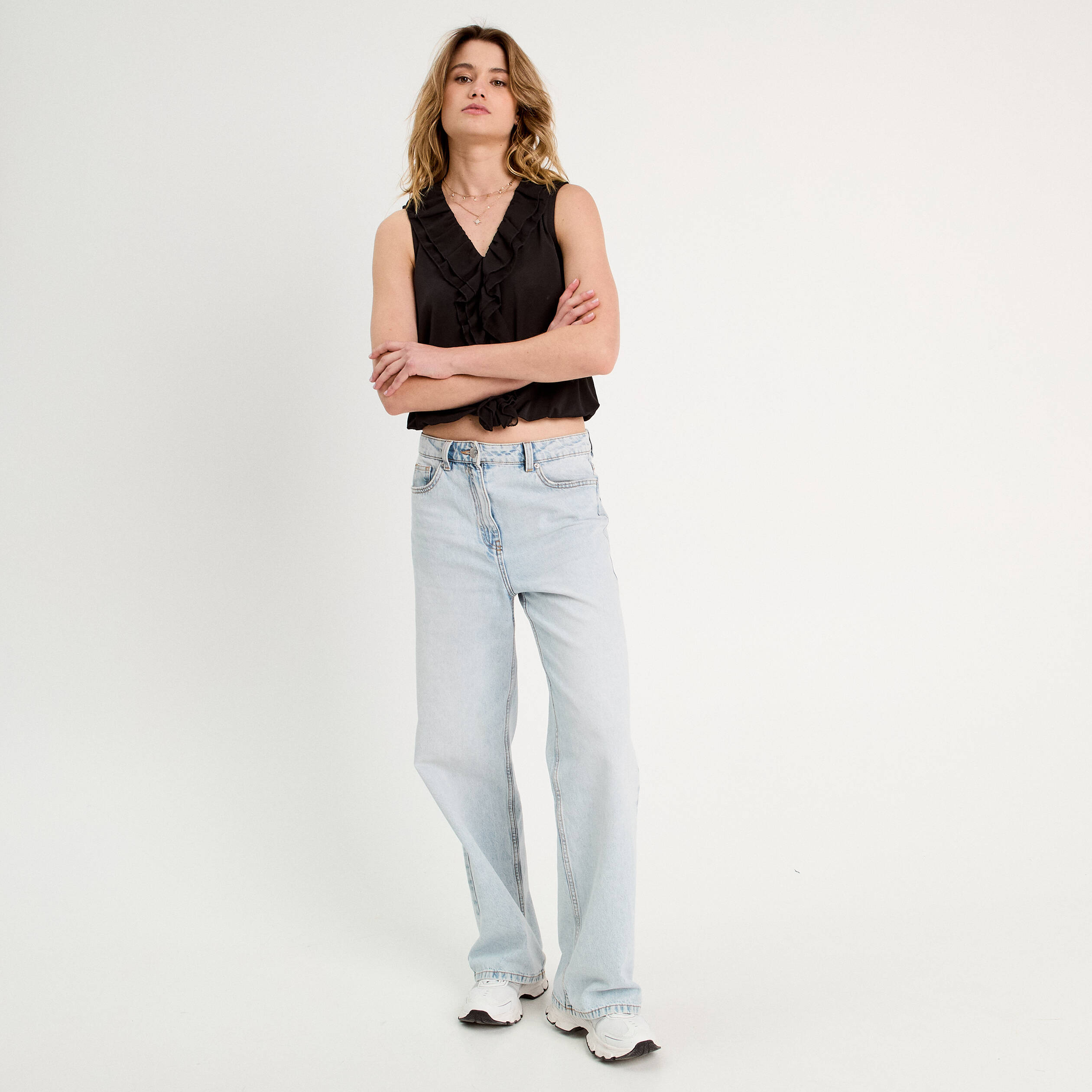 Chemisier Femme Noir à Volants Just Cavalli - Taille S (IT 40) - 100% Polyester - Neuf Avec étiquettes