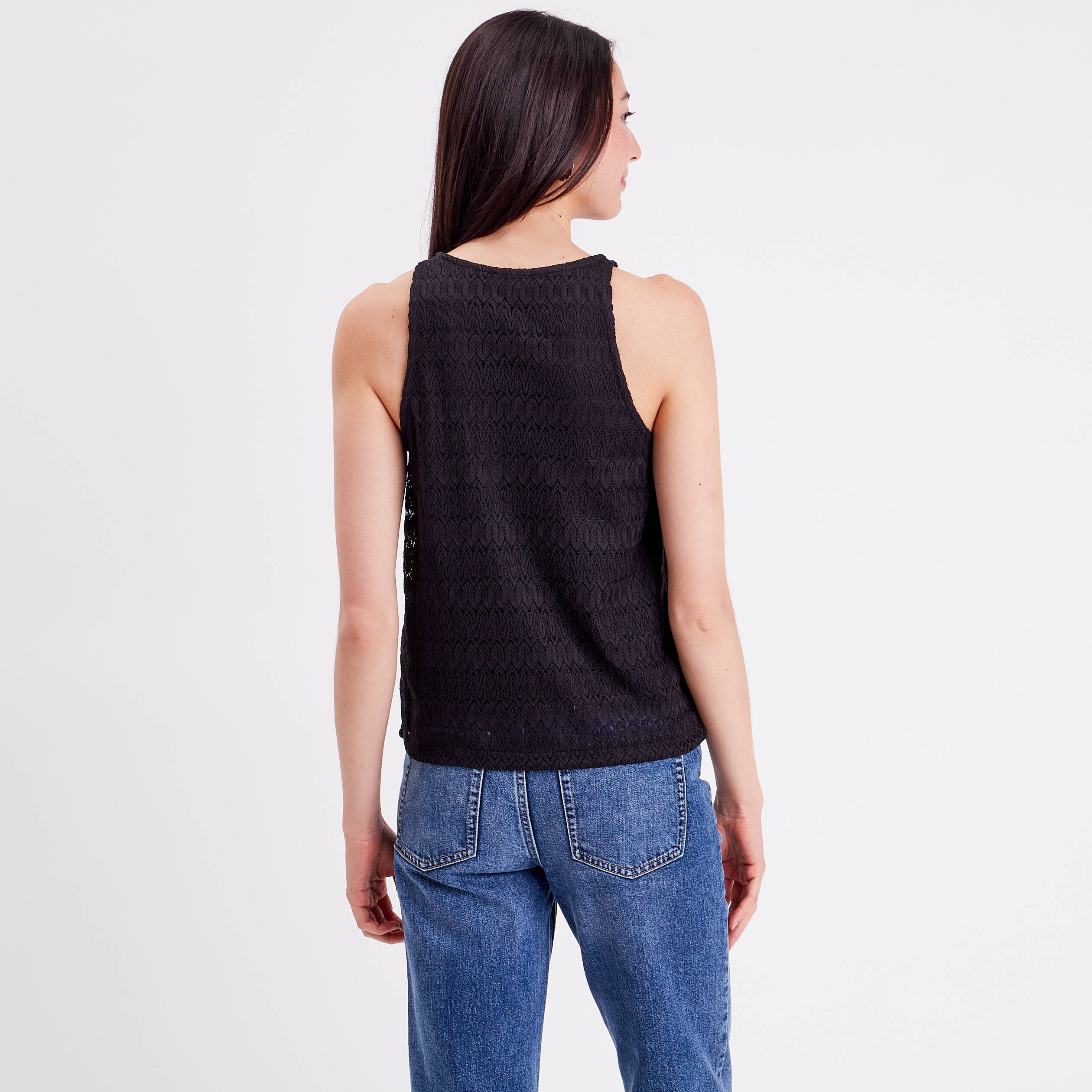 debardeur doublure dentelle noir femme Débardeur doublure dentelle noir femme