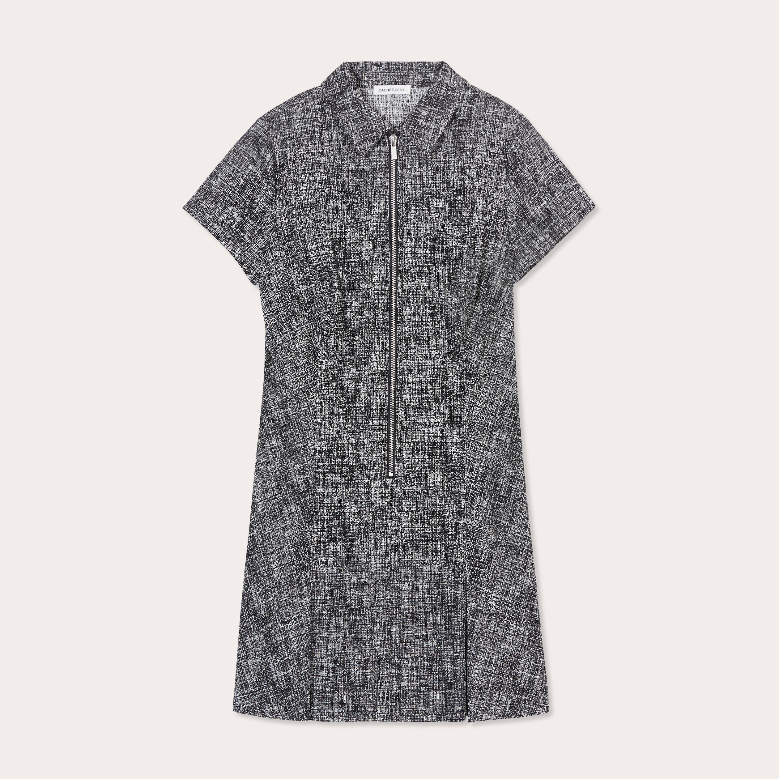 Robe droite zipp&eacute;e noir femme