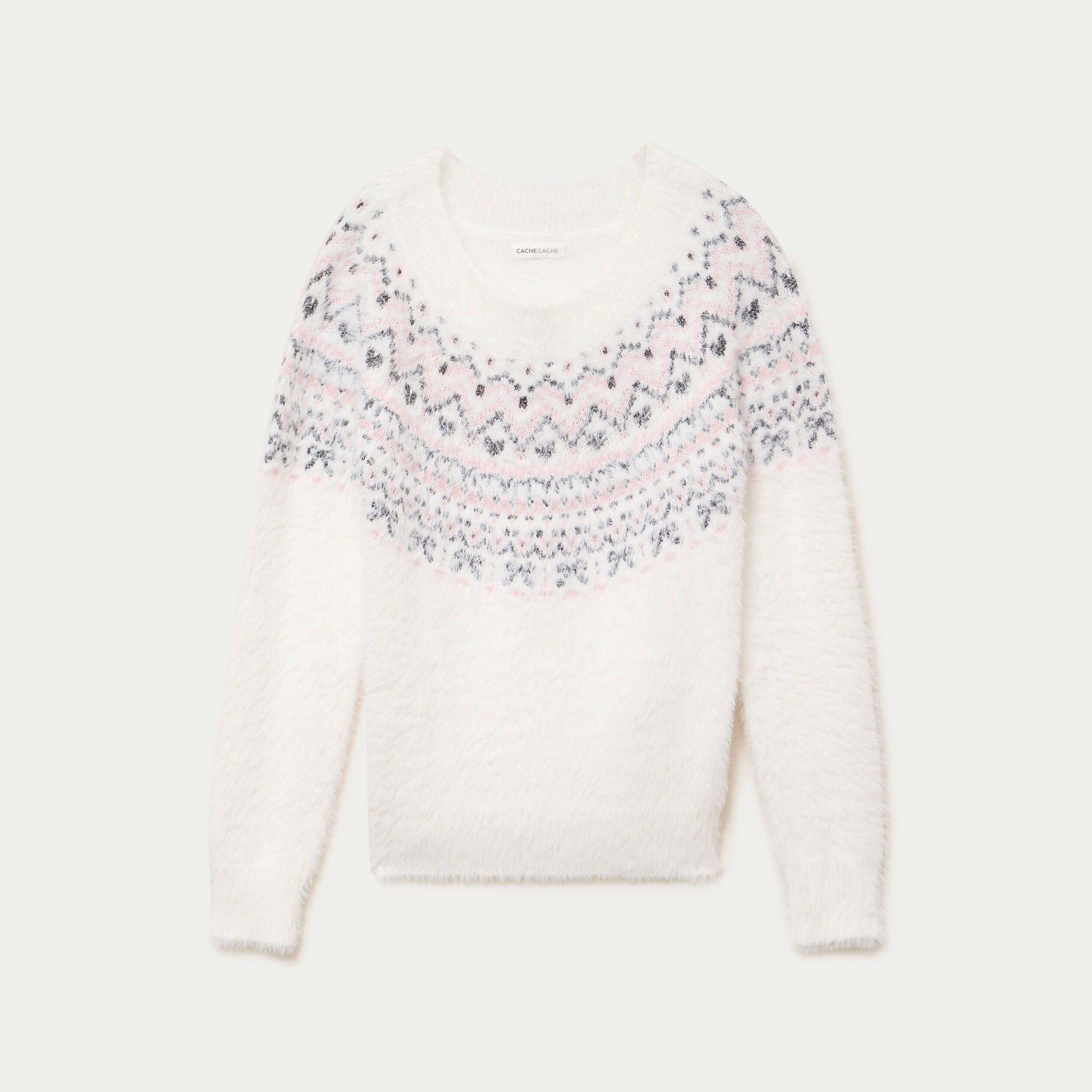 Pull manches longues ecru femme