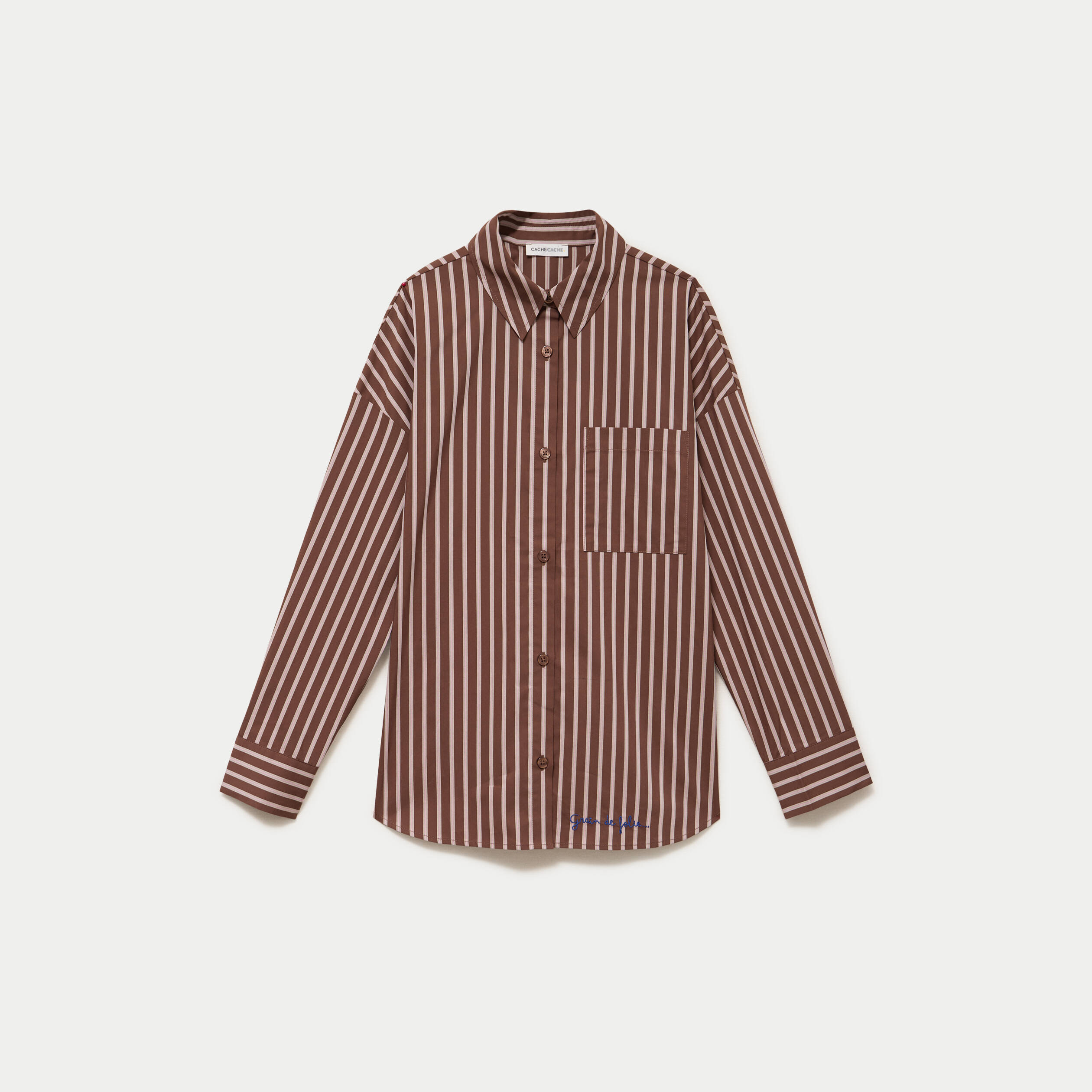 Chemise oversize manches longues marron femme