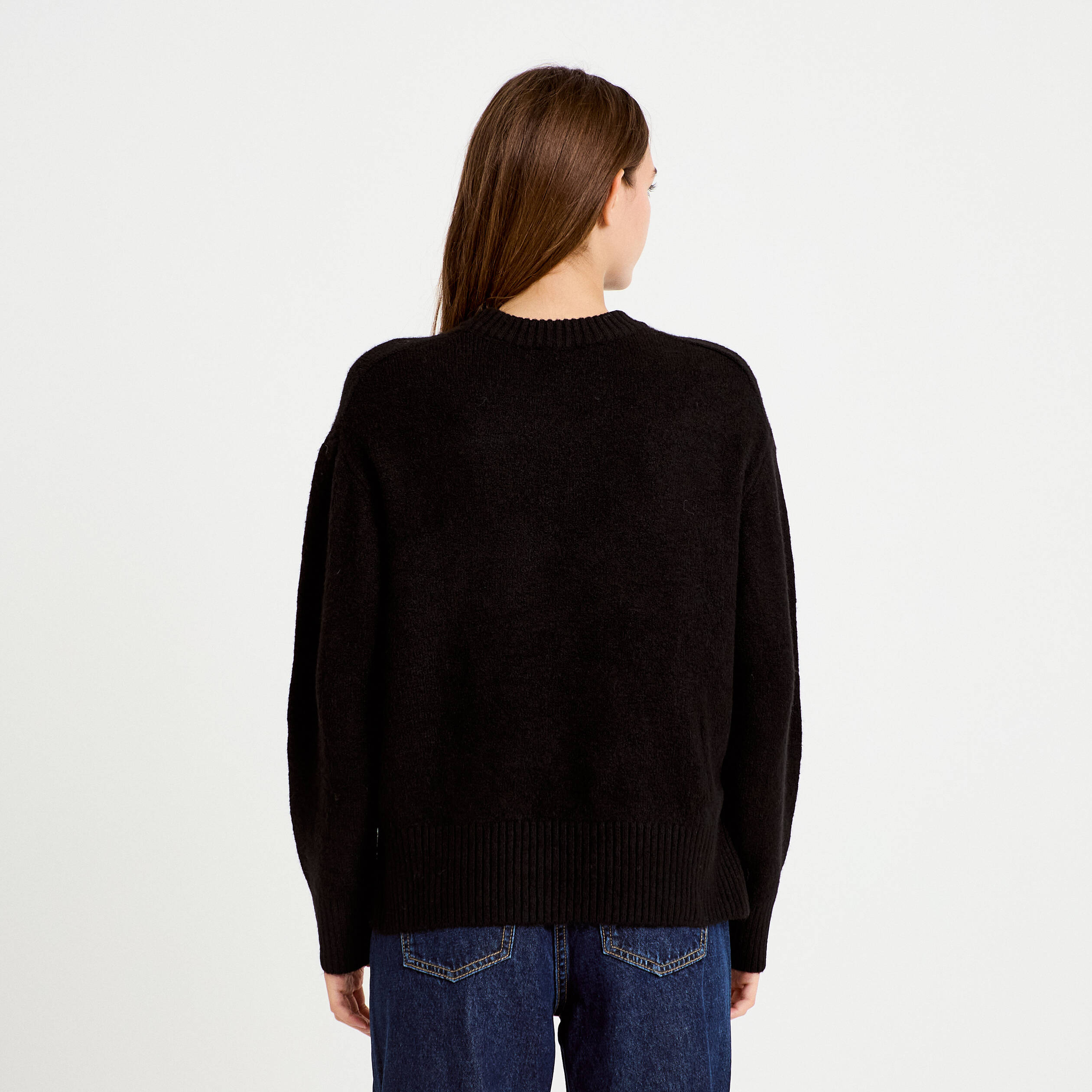 Pull manches longues noir femme