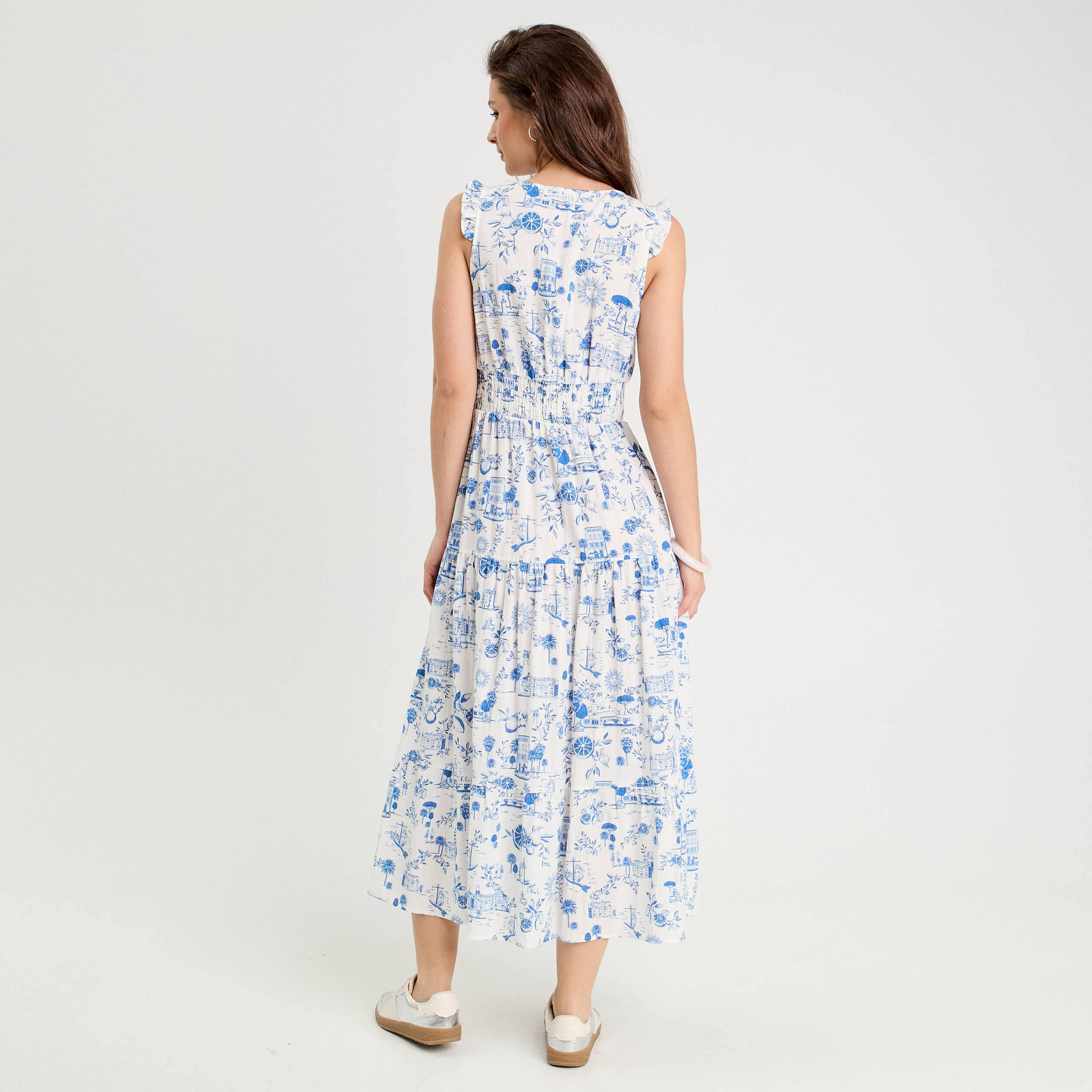 Robe longue évasée bleu roi femme