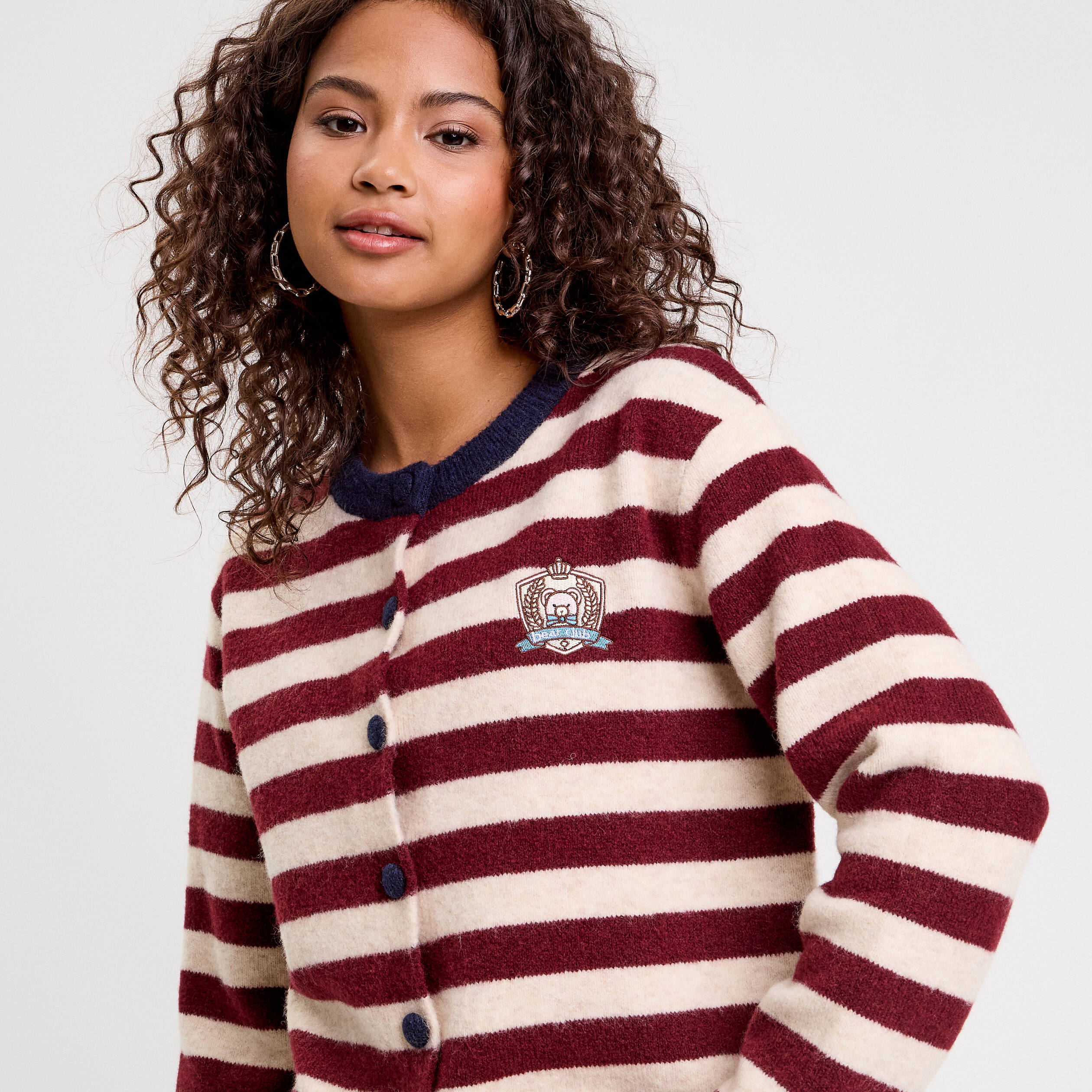 Gilet manches longues bordeaux femme