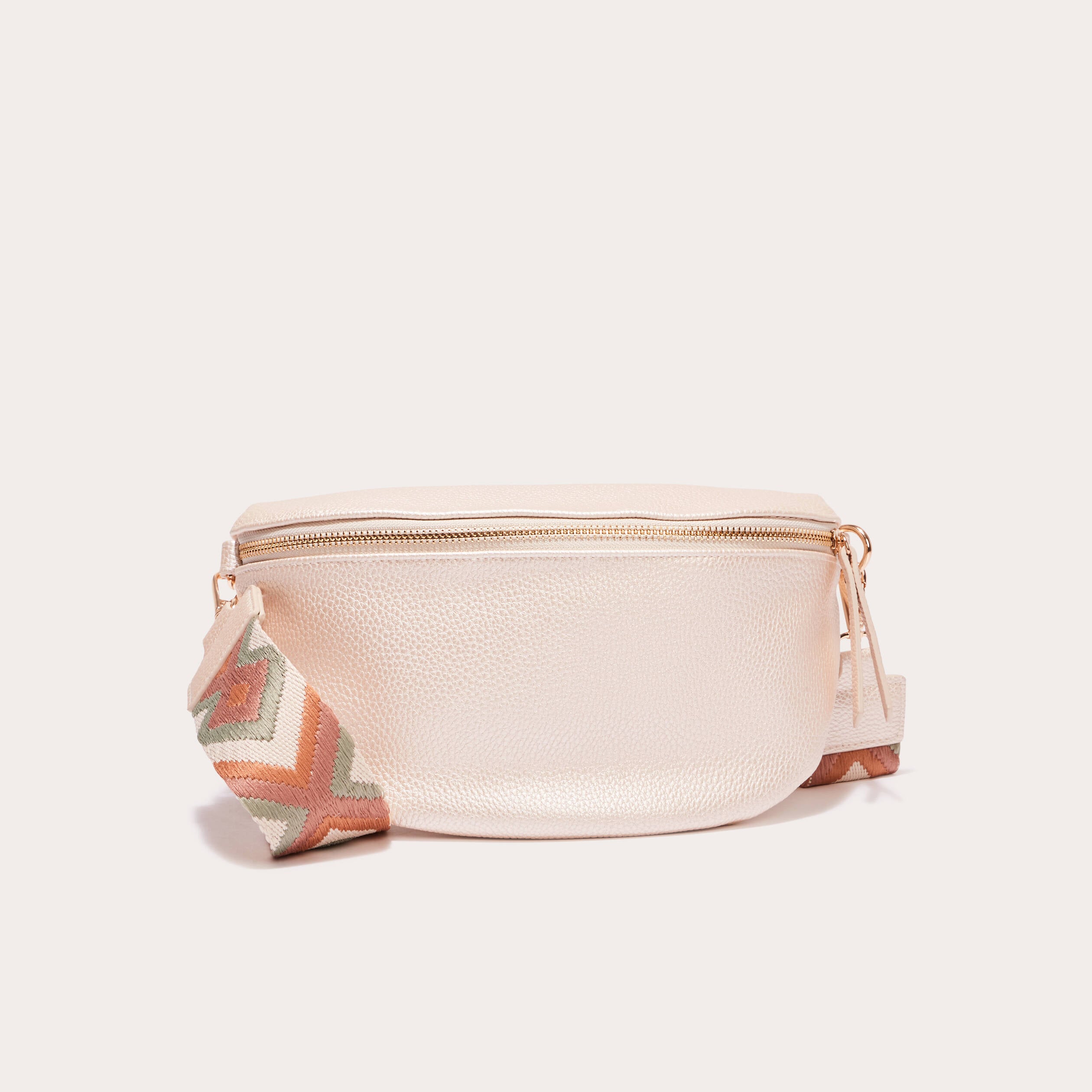 Sac banane en bandouli&egrave;re gris argent femme