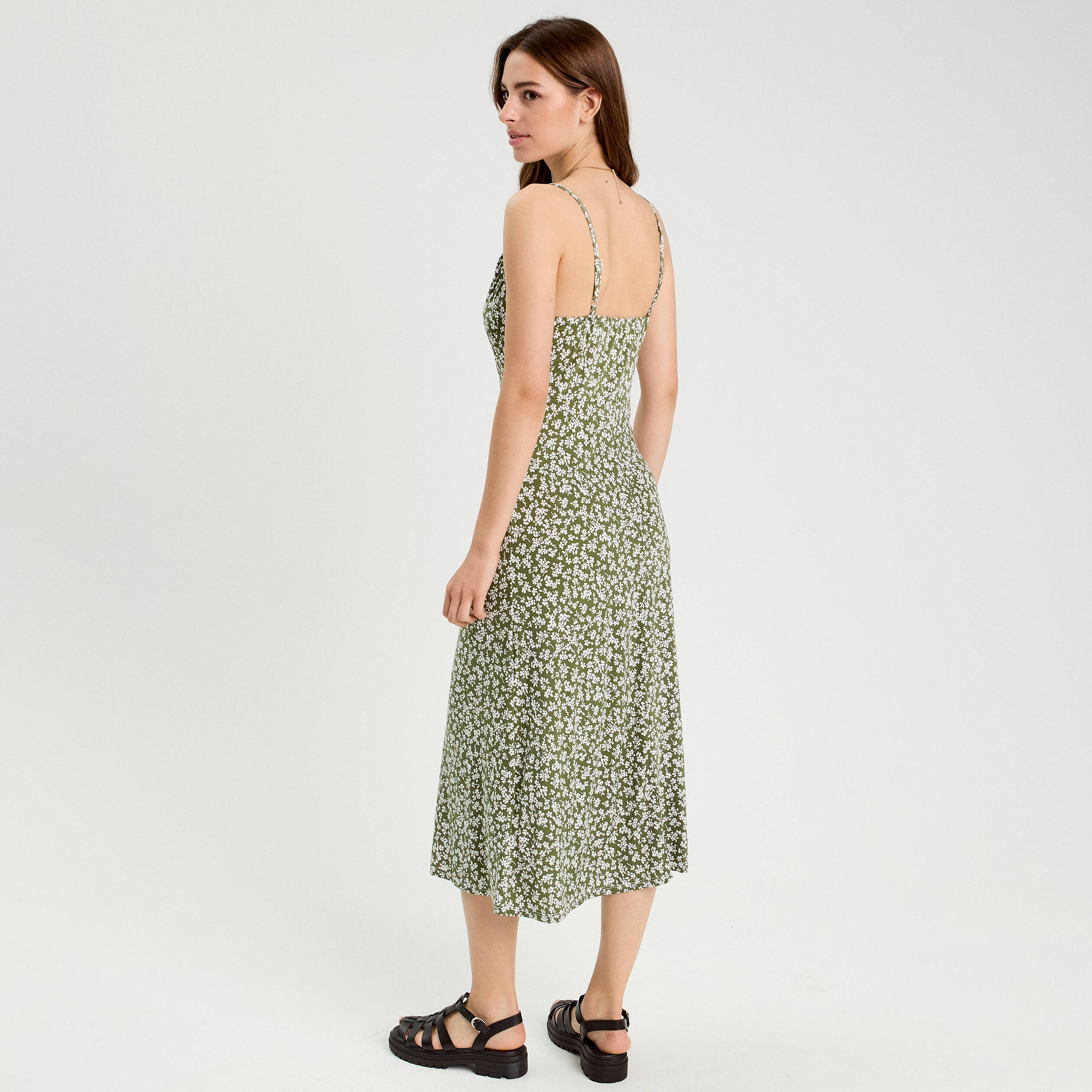 robe longue ajustee vert kaki femme Robe longue ajustée vert kaki femme