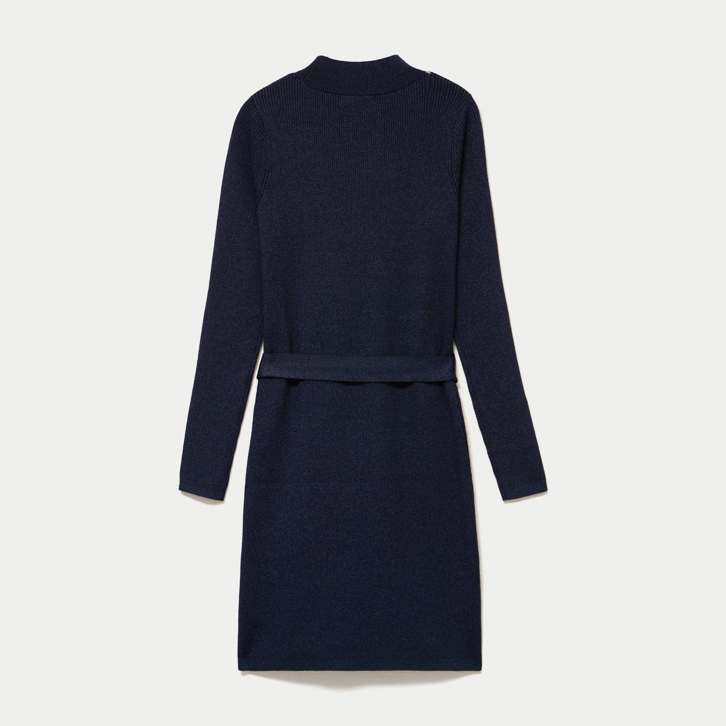 Robe pull ajust&eacute;e manches longues bleu marine femme