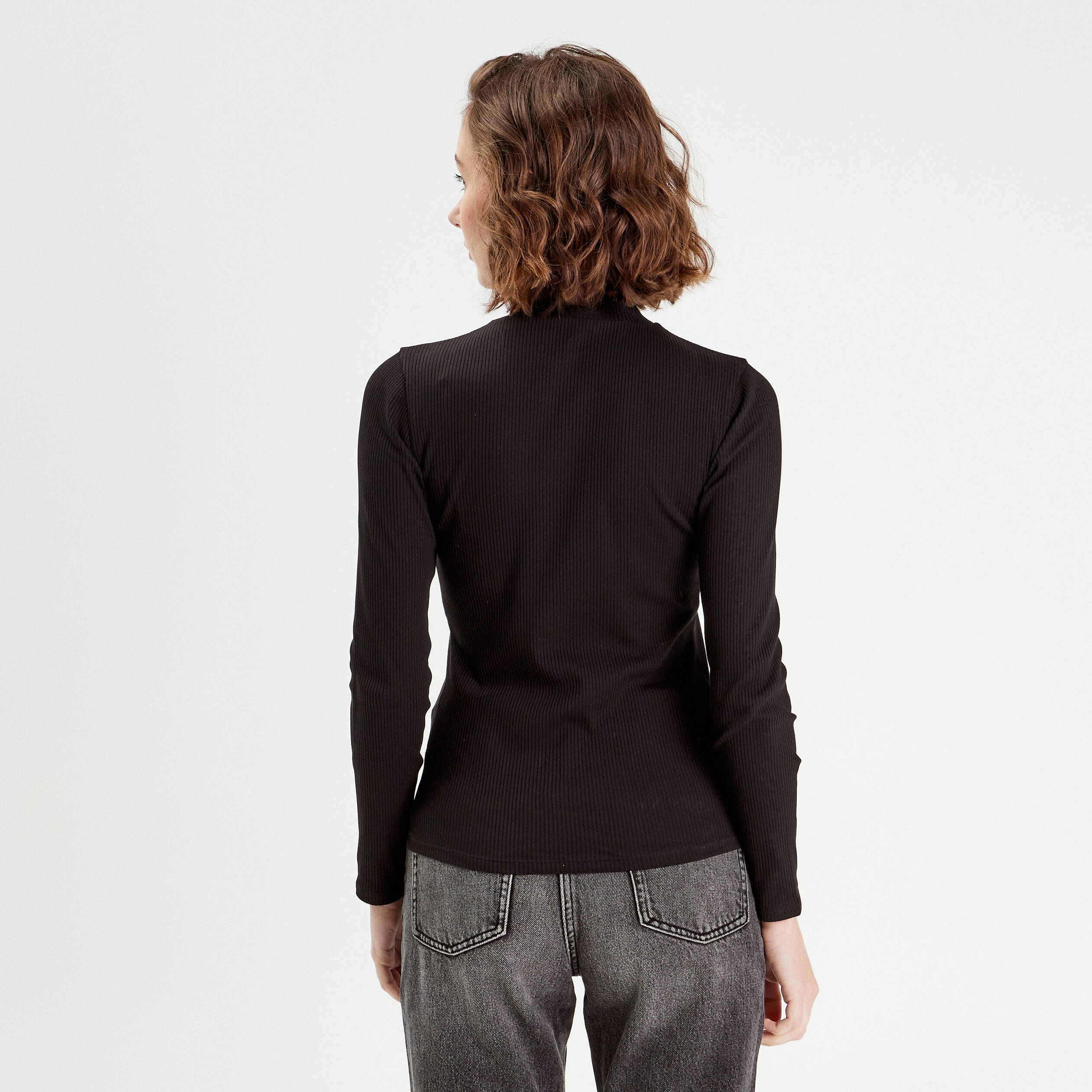 t shirt manches longues cotele noir femme T-shirt manches longues côtelé noir femme