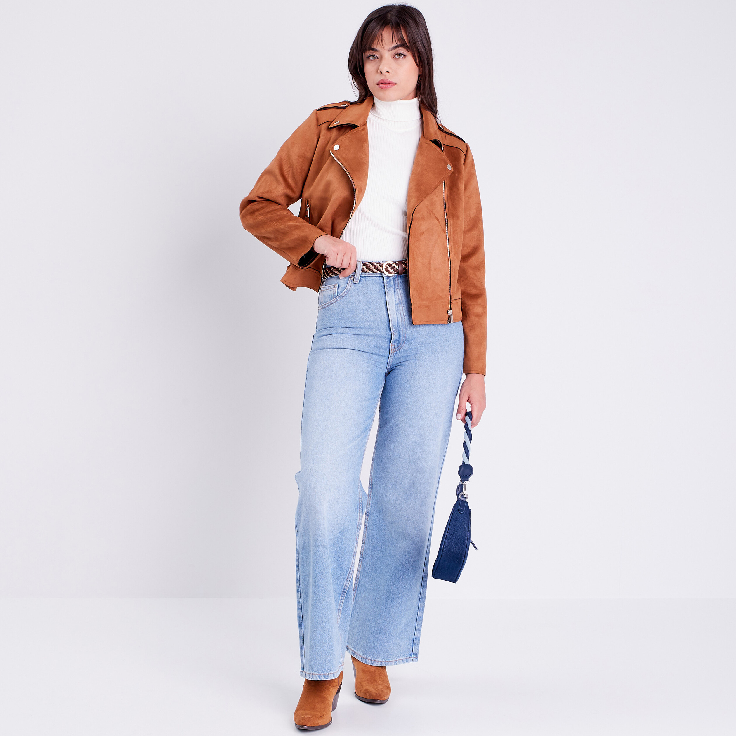 pull col roule cotele ecru femme Pull col roulé côtelé ecru femme