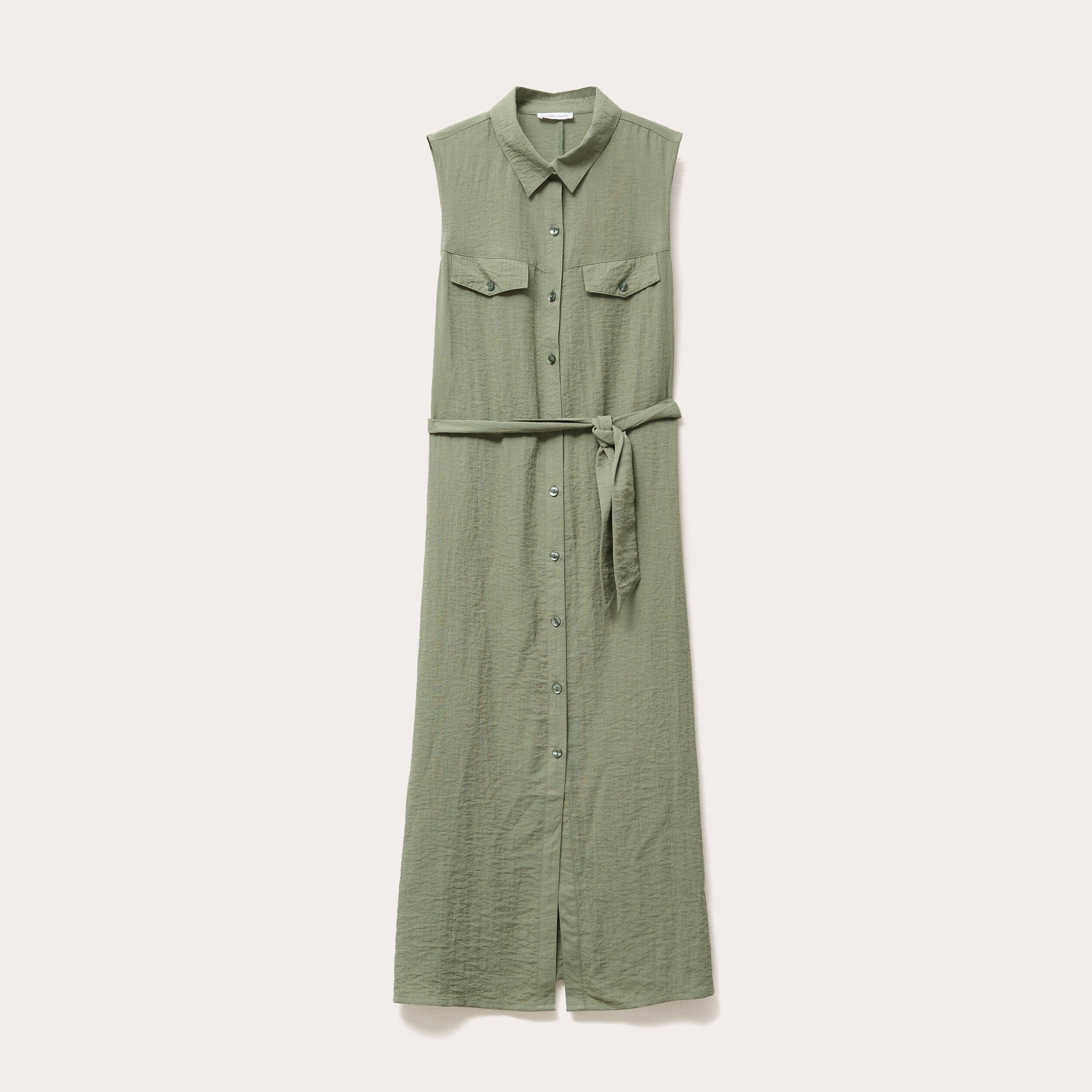 robe longue evasee boutonnee vert kaki femme Robe longue évasée boutonnée vert kaki femme