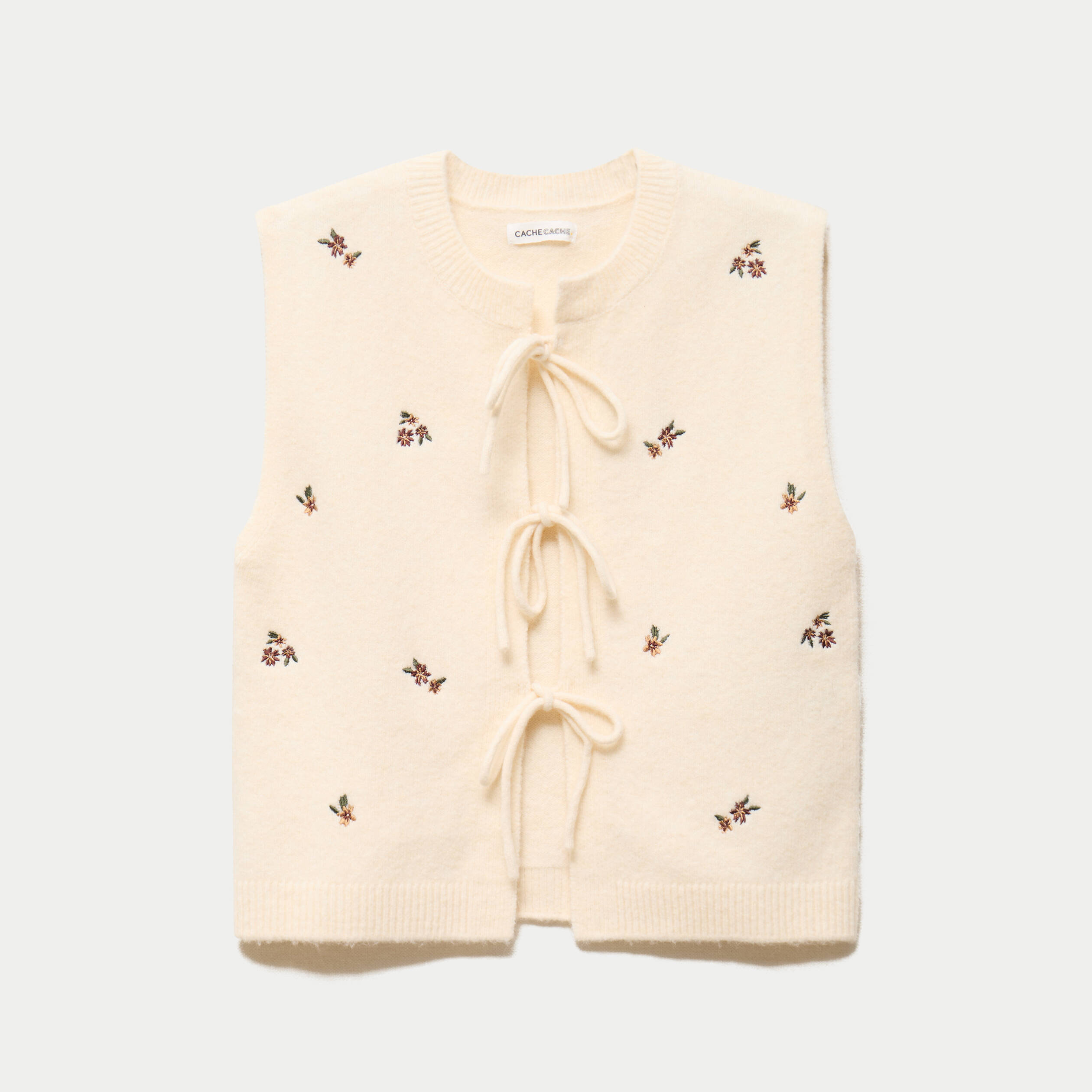 Gilet sans manches broderie sable femme