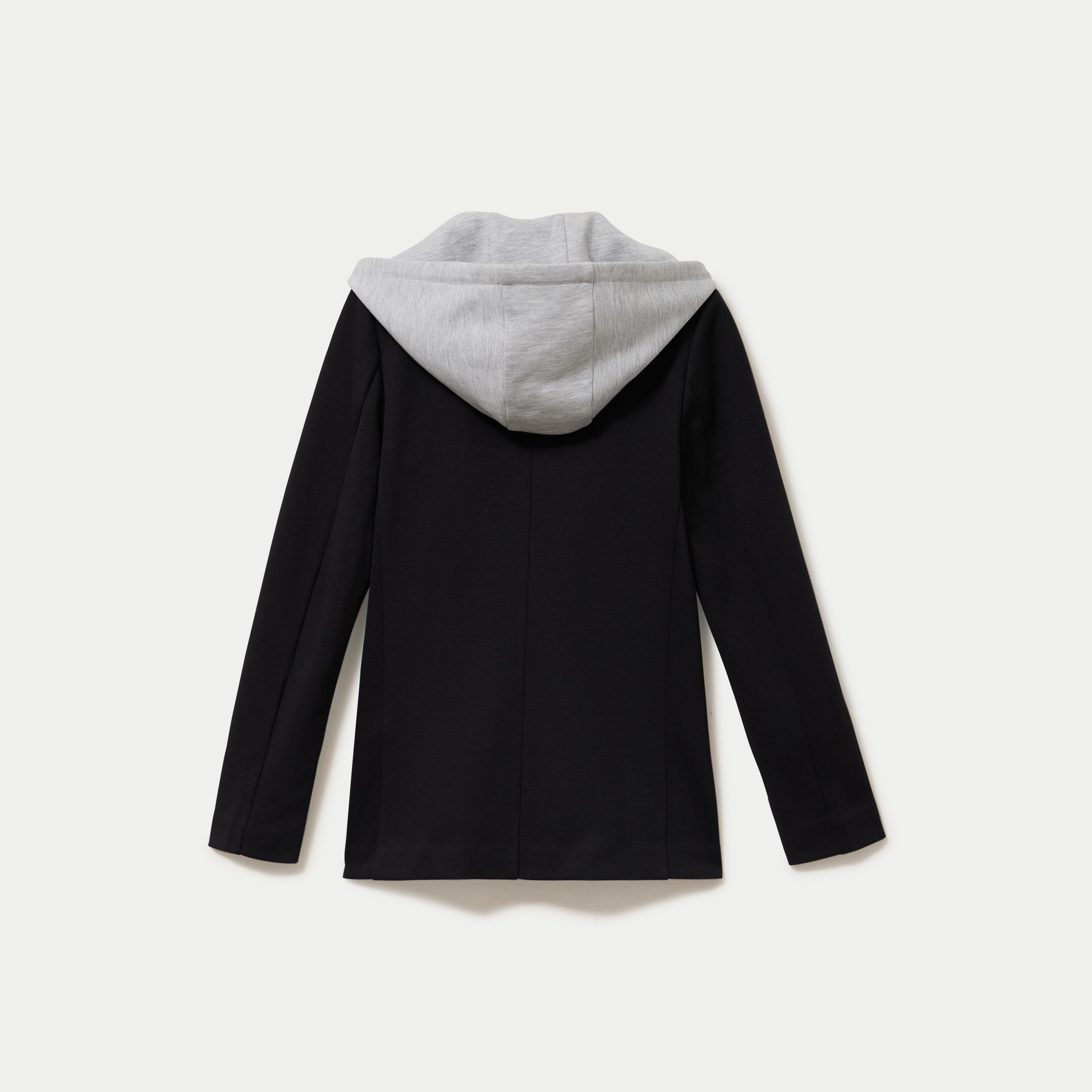 Veste cintr&eacute;e col tailleur &agrave; capuche noir femme