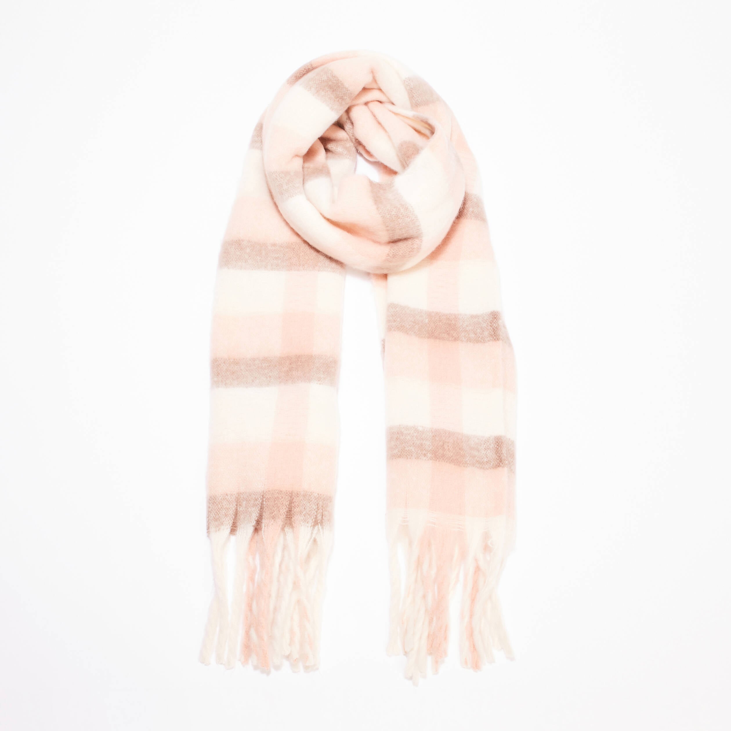 &Eacute;charpe avec franges ecru femme