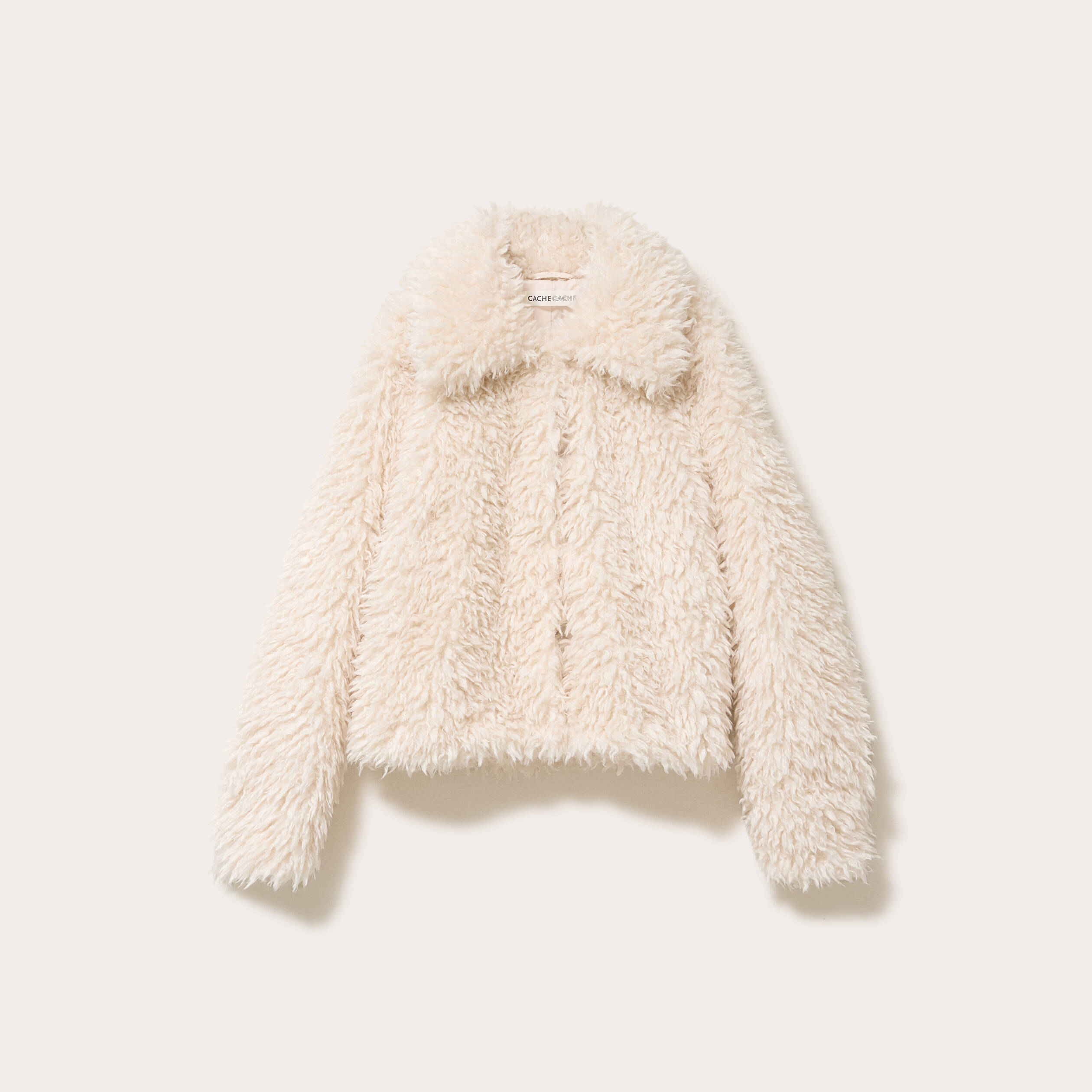 Veste fausse fourrure ecru femme